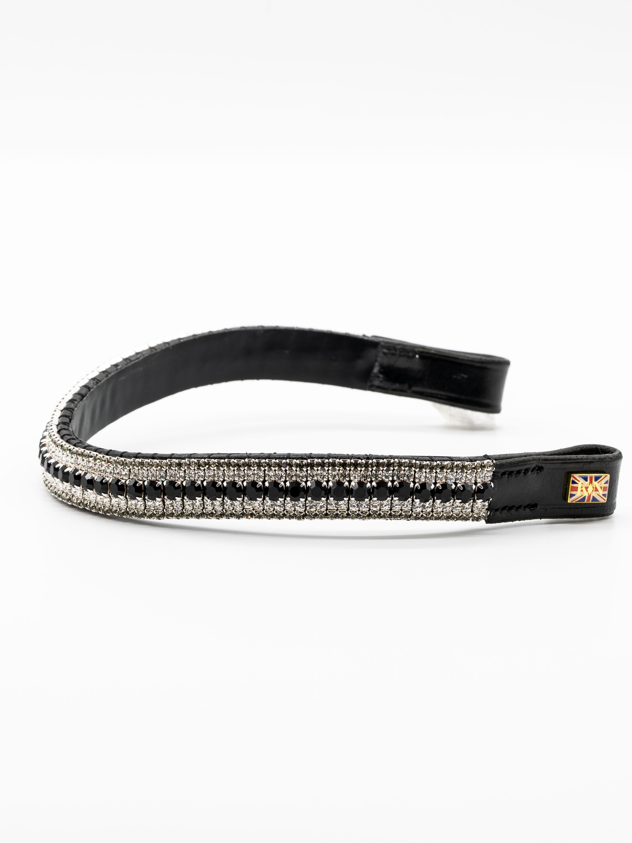 Wide Crystal Browband - Grey, Clear, Black
