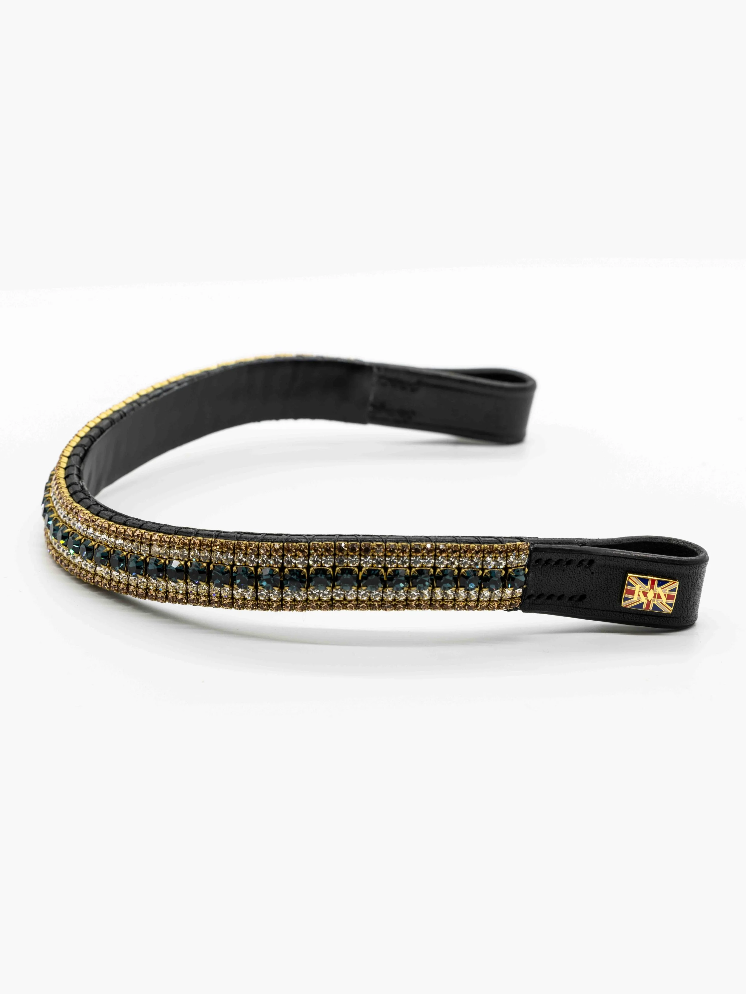 Wide Crystal Browband - Gold, Clear, Navy