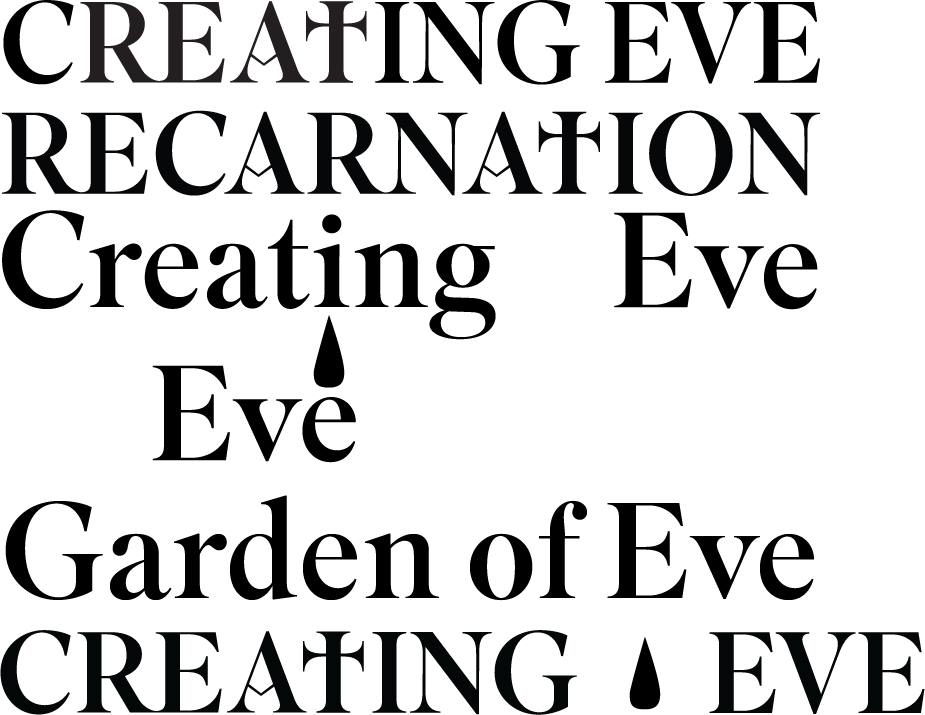 Text logo with the words 'Re-Create' at the top, 'Reconciliation' in the middle, and 'Creating Evil' at the bottom, arranged vertically against a black background.