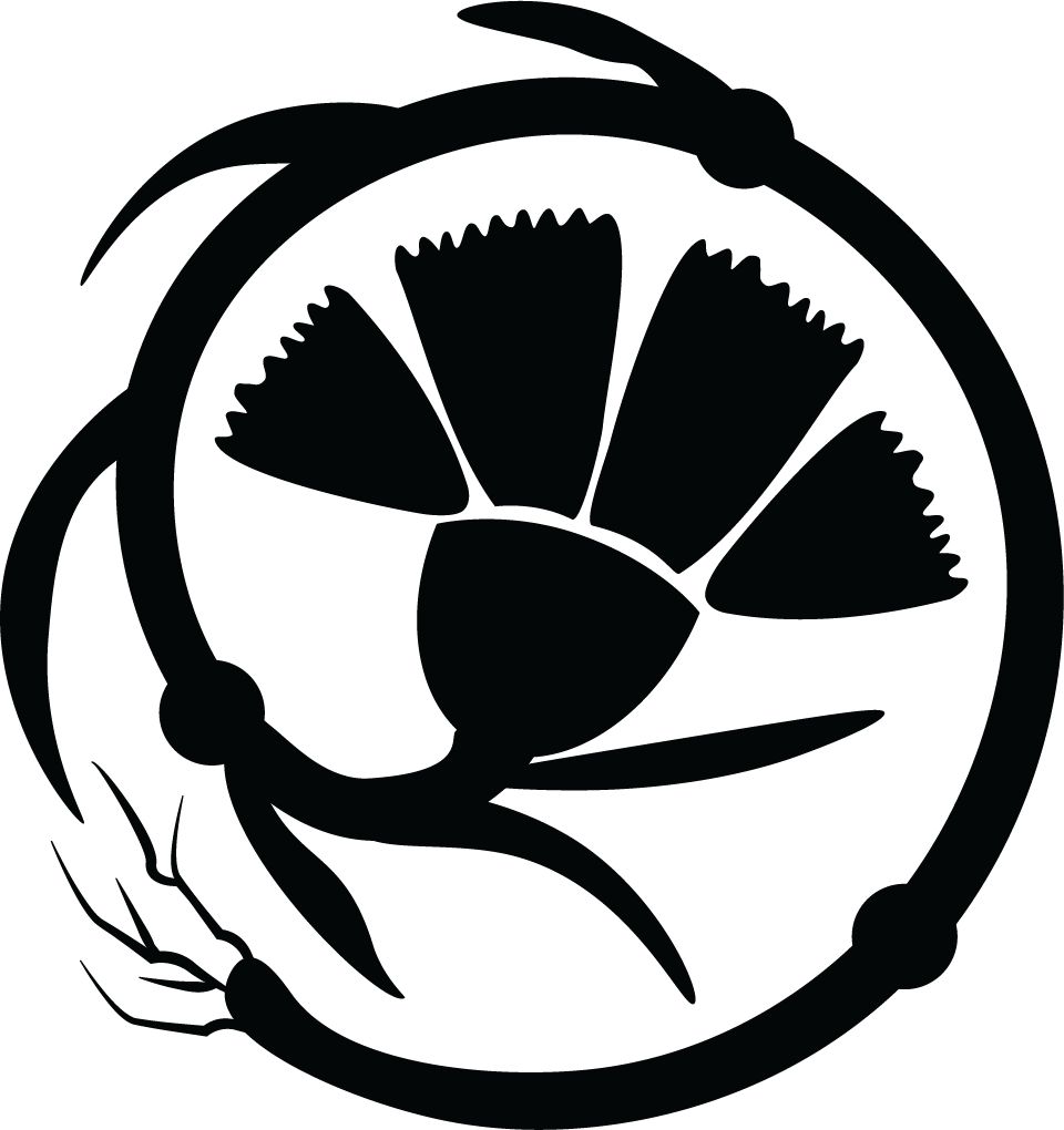 A logo featuring a circular design with hand-drawn botanical illustrations of citrus segments, leaves, and fruit, in black and white.