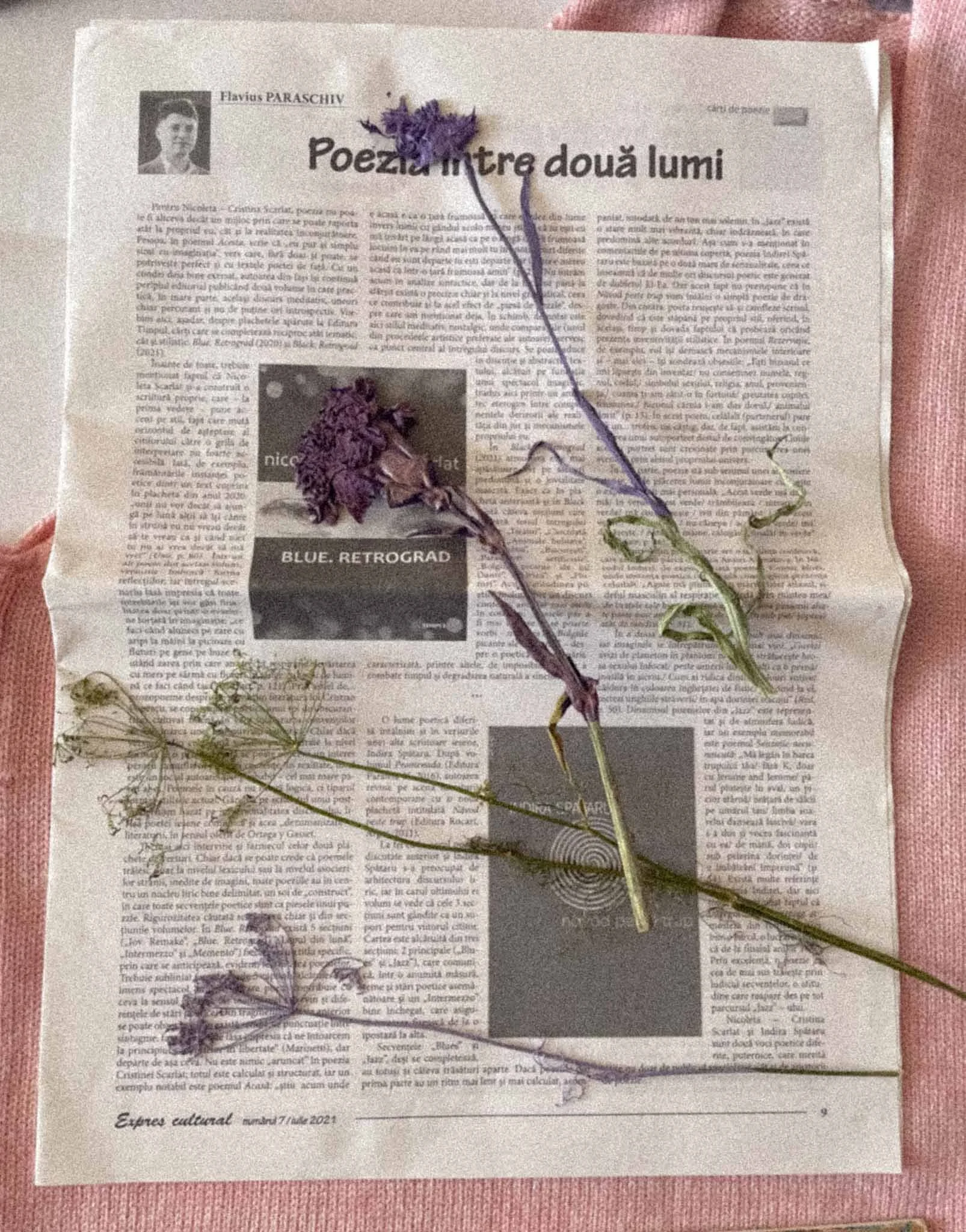 Impression printing with pressed flowers