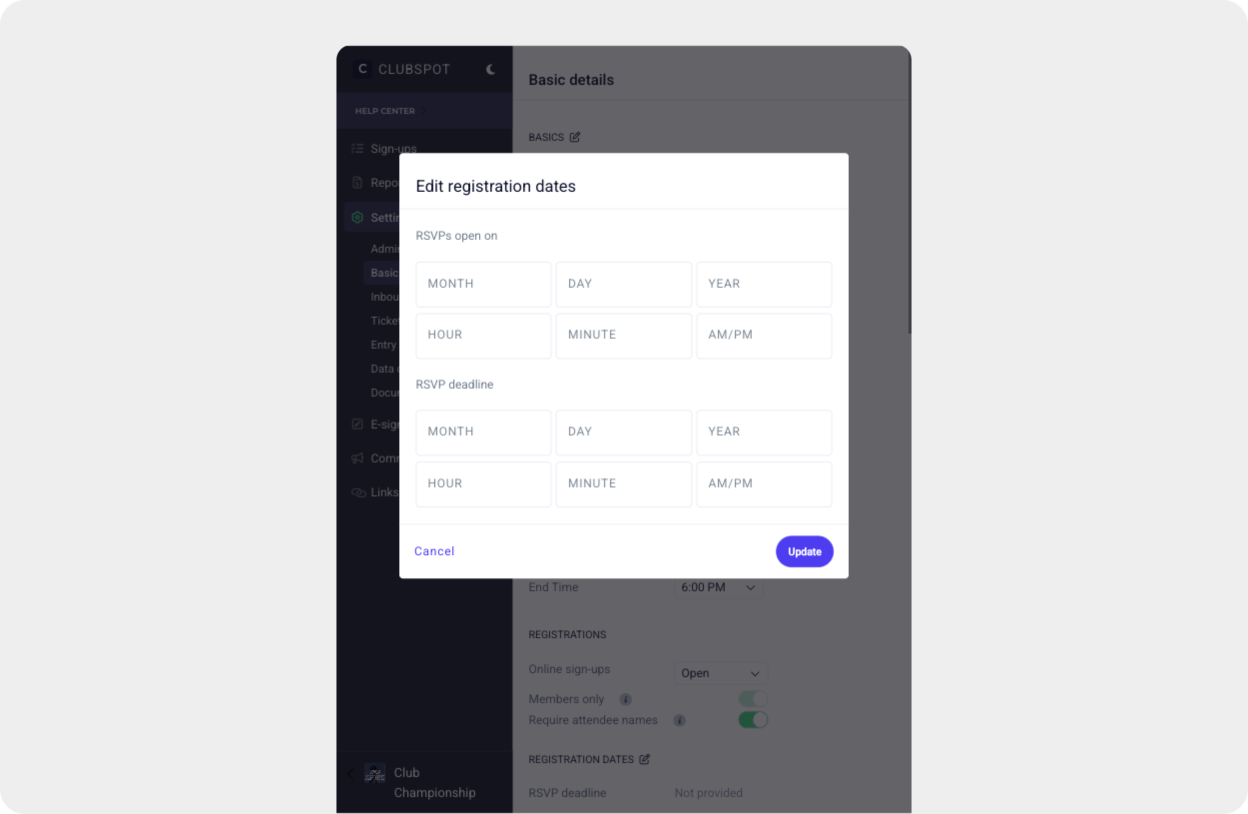 Clubspot Product Updates: April 20 — May 1, 2026