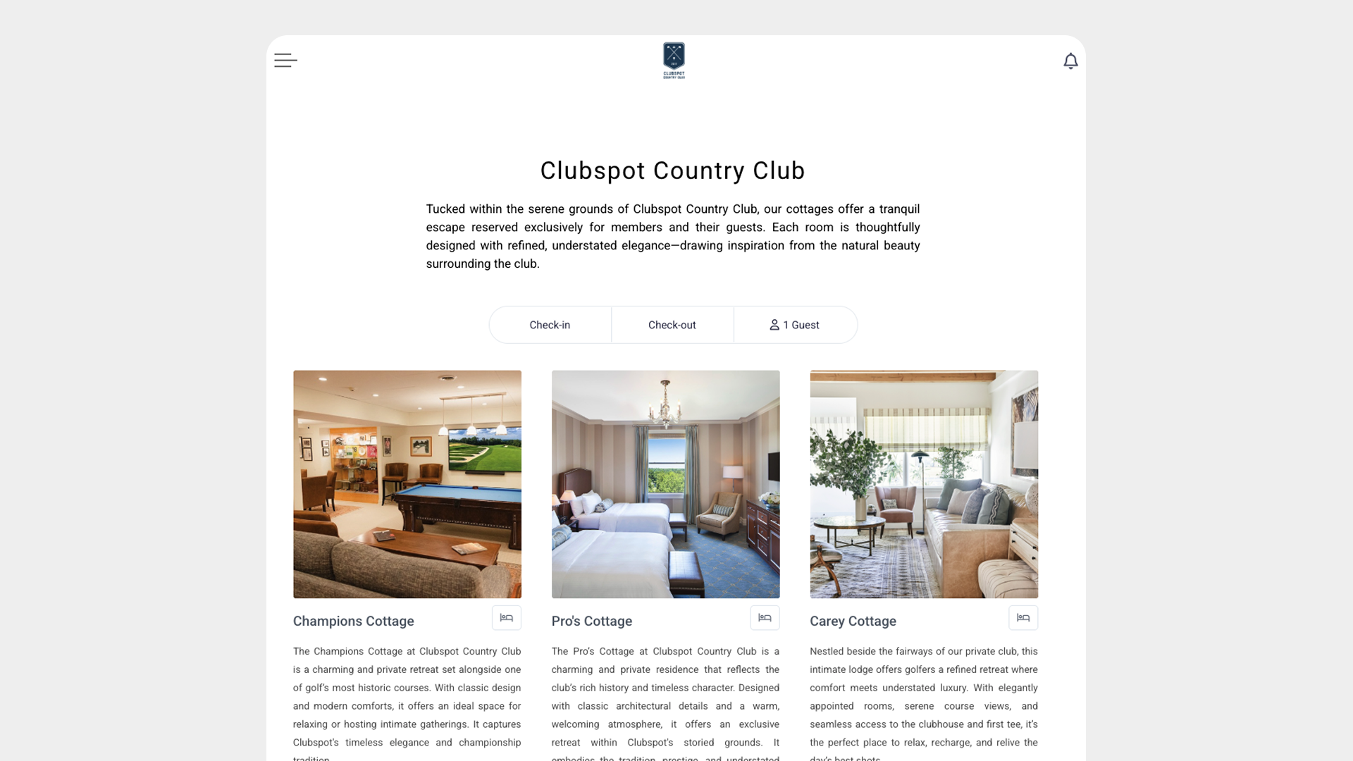 Modern Lodging Reservation Software for Private Clubs