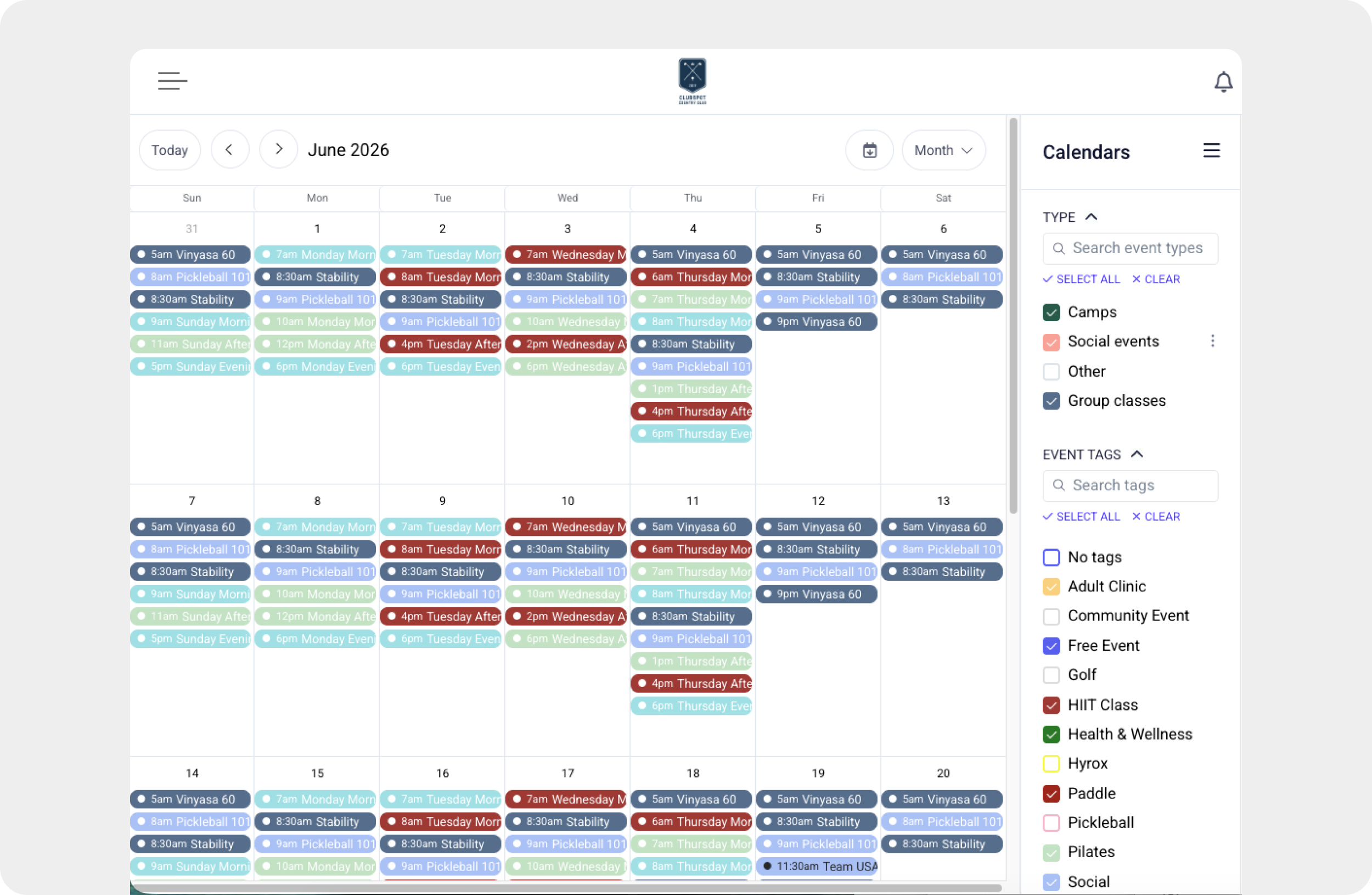 A Smarter Activity Calendar for Private Clubs