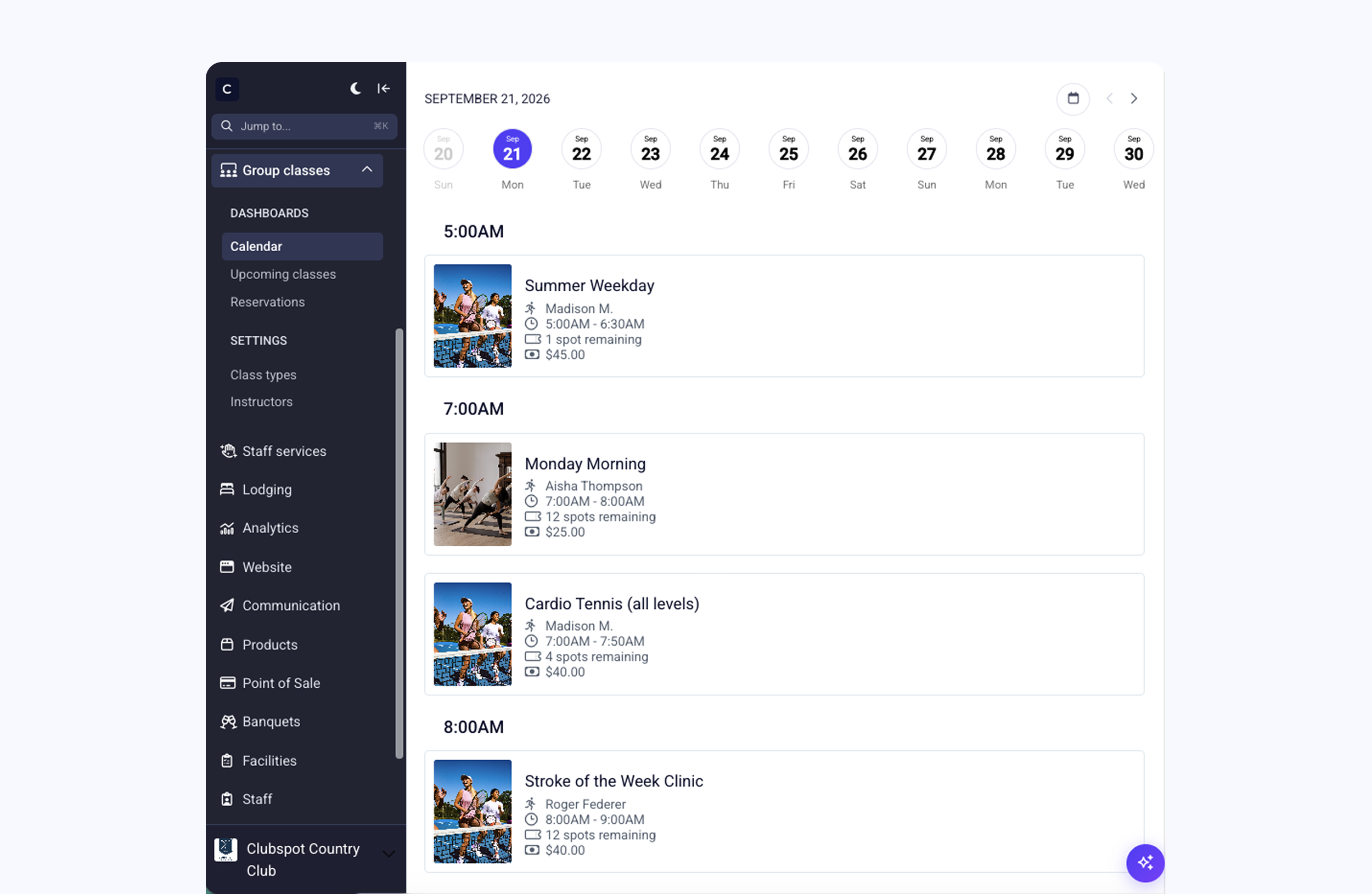 Group Class Management Software for Private Clubs