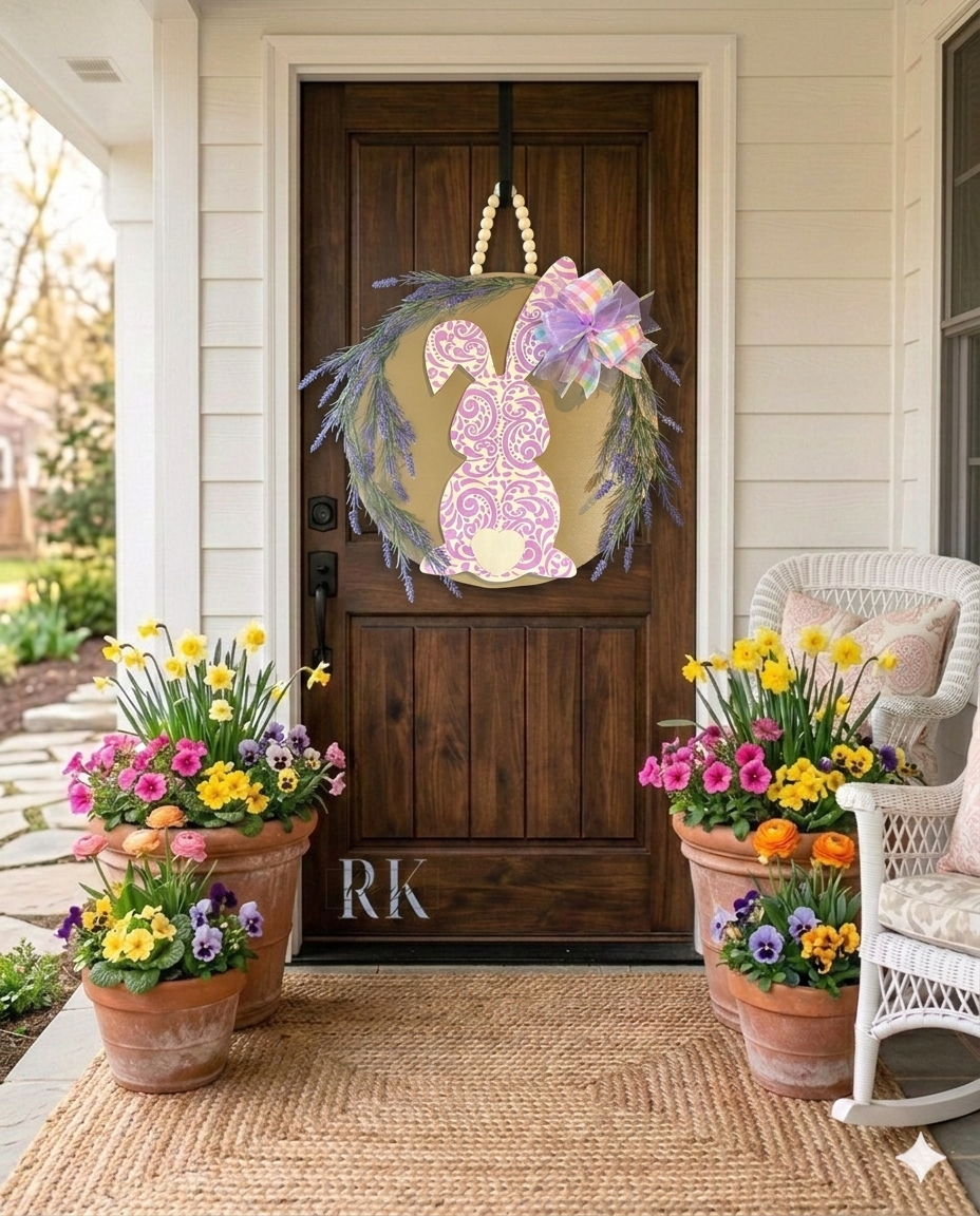 19.5 in. 3D Purple Bunny Door Hanger