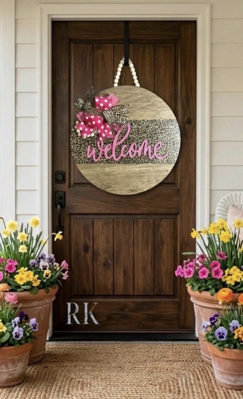 19.5 in. 3D Leopard  Welcome Door Hanger