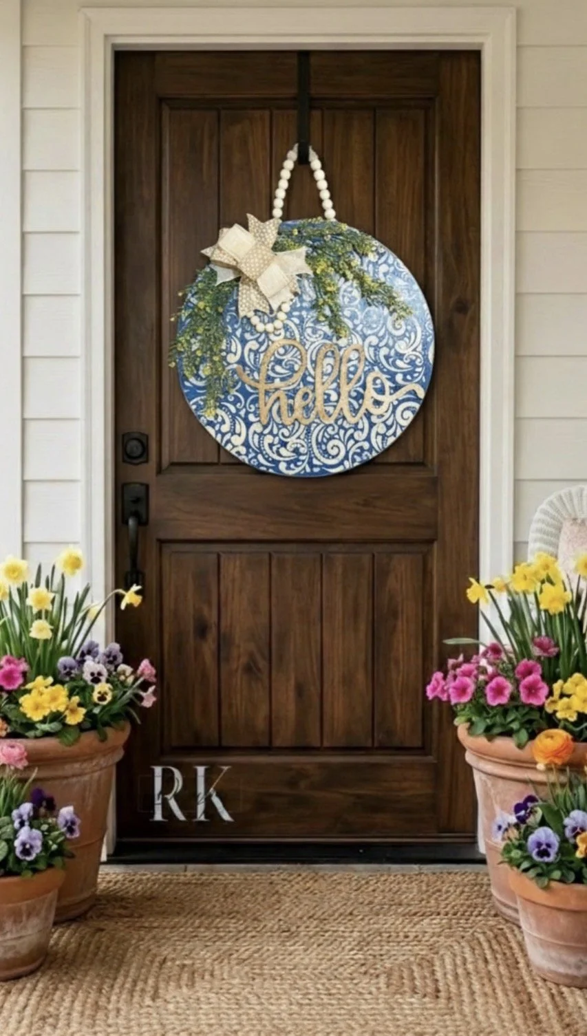 19.5 in. 3D Blue Hello Door Hanger