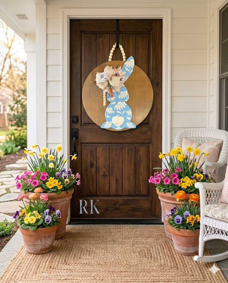 19.5 in. 3D Blue Bunny Door Hanger