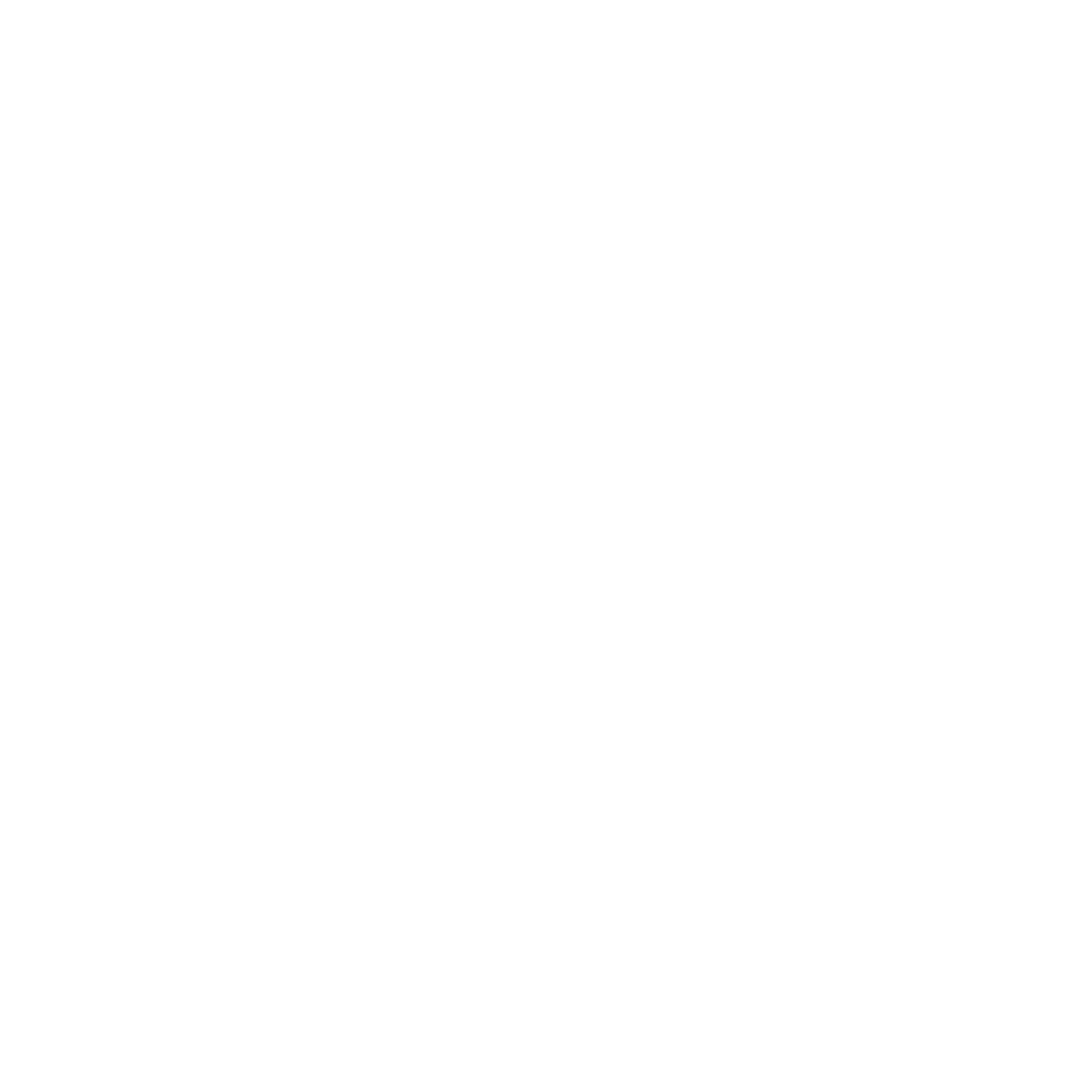 A minimalist black and white abstract logo with two circles and curved lines.