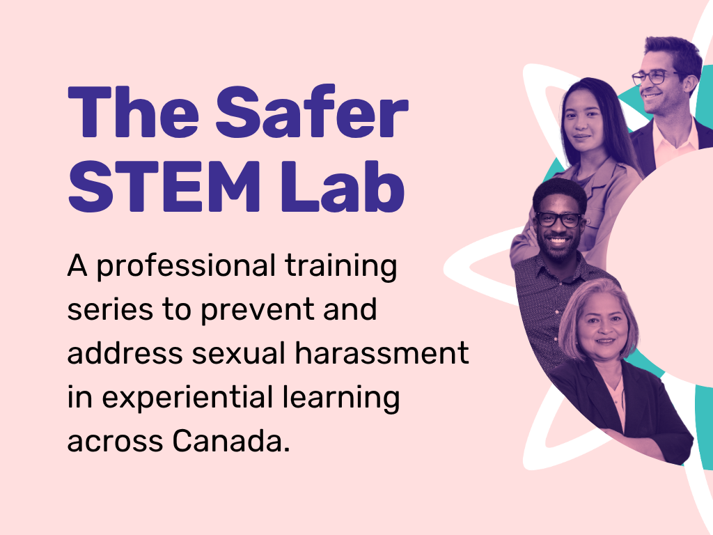 Portraits of four STEM professionals and students arranged in a circle