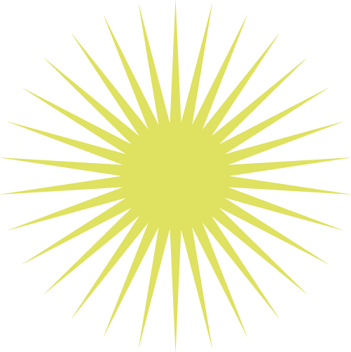 Yellow sunburst pattern with radiating rays on a black background.