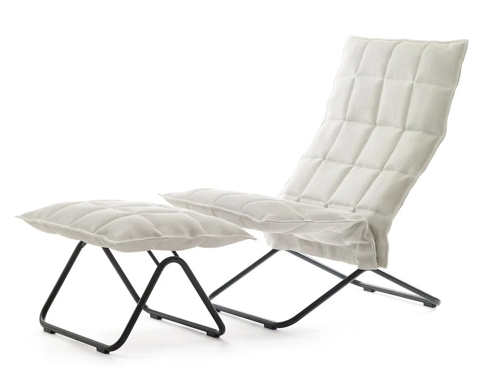 46013 narrow k ottoman black tubular with 46003 narrow k chair black tubular, upholstery Sand stone-white