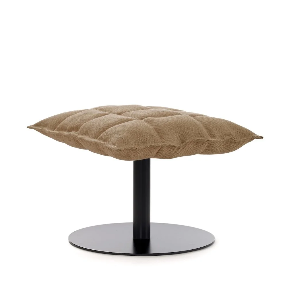 46017 Narrow k ottoman with black plate, upholstery Sand natural