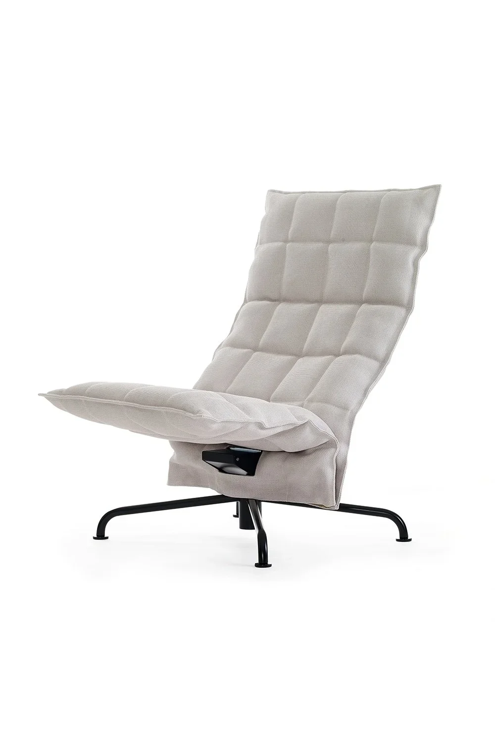 46027 Narrow swivel k Chair with matt-black star base, Sand stone-white