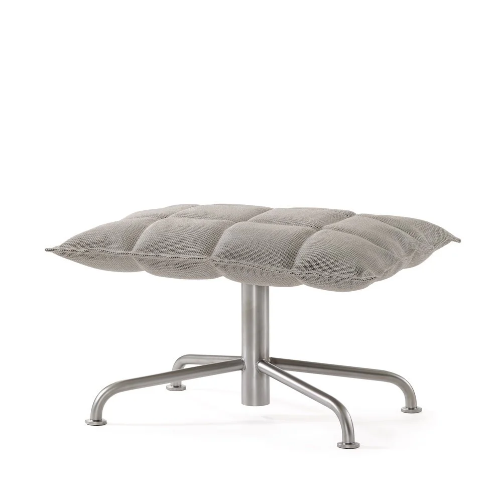 46037 Narrow k Ottoman with star base, upholstery Sand stone-black