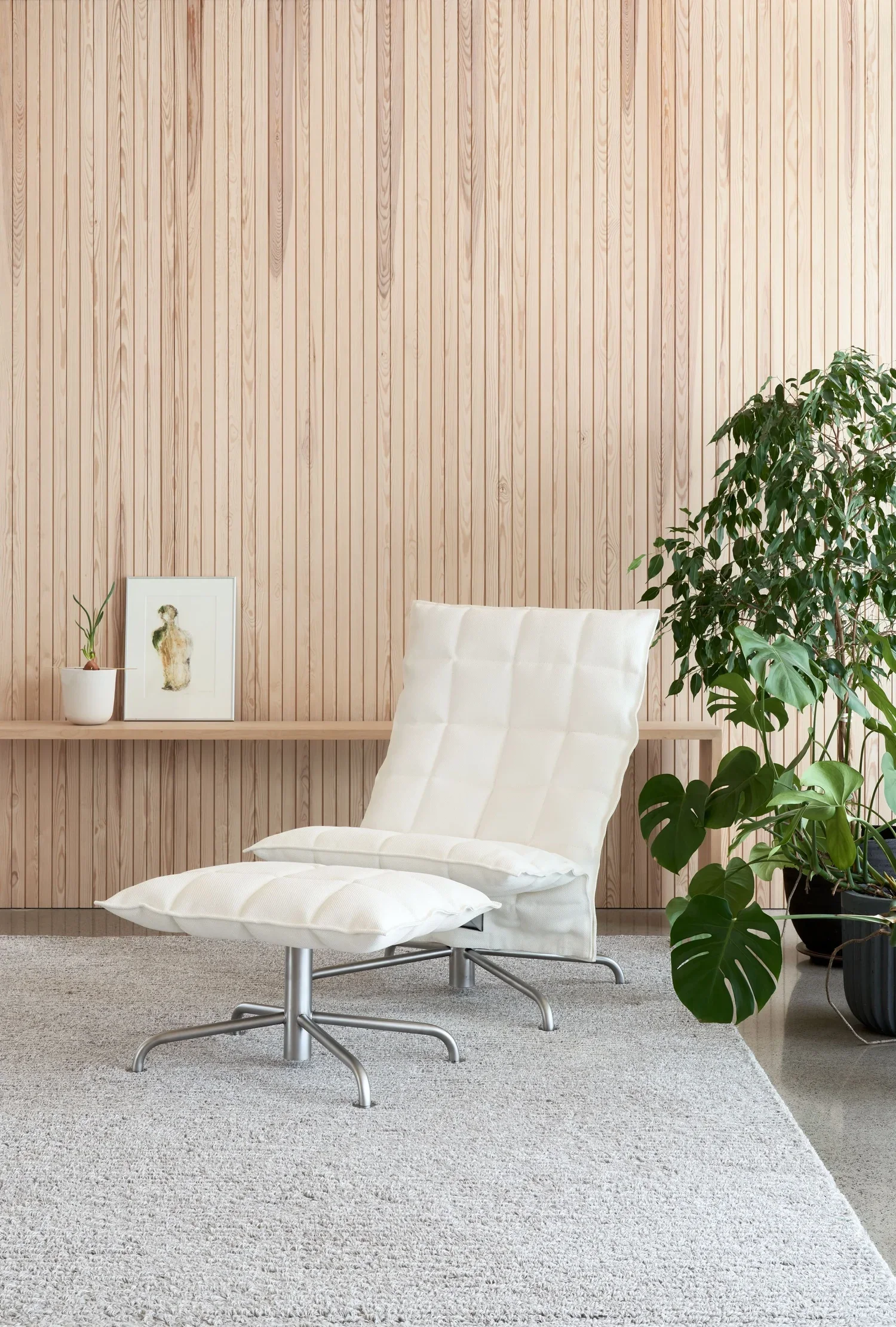 k ottoman with star base, upholstery Sand white