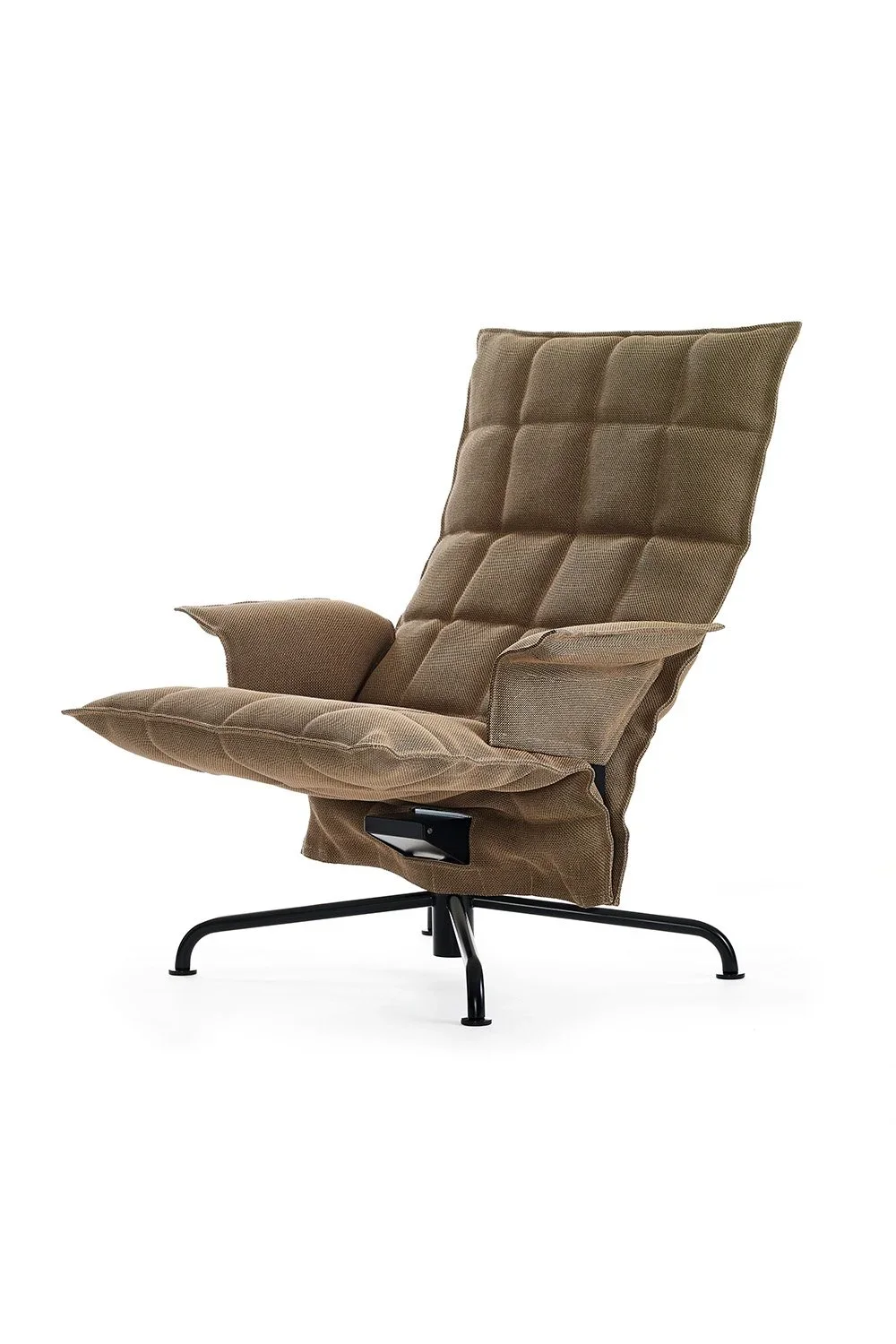 46029 Swivel k Chair with Armrests and matt-black star base, Sand natural-black