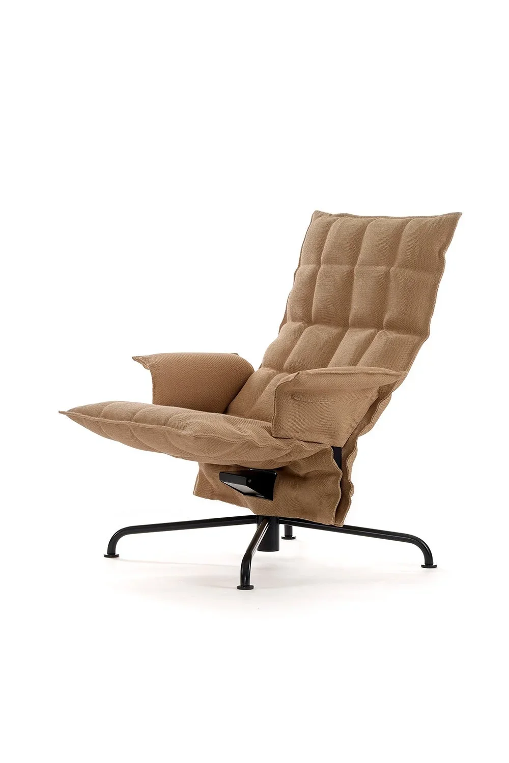 46029 Swivel k Chair with Armrests and matt-black star base, Sand natural