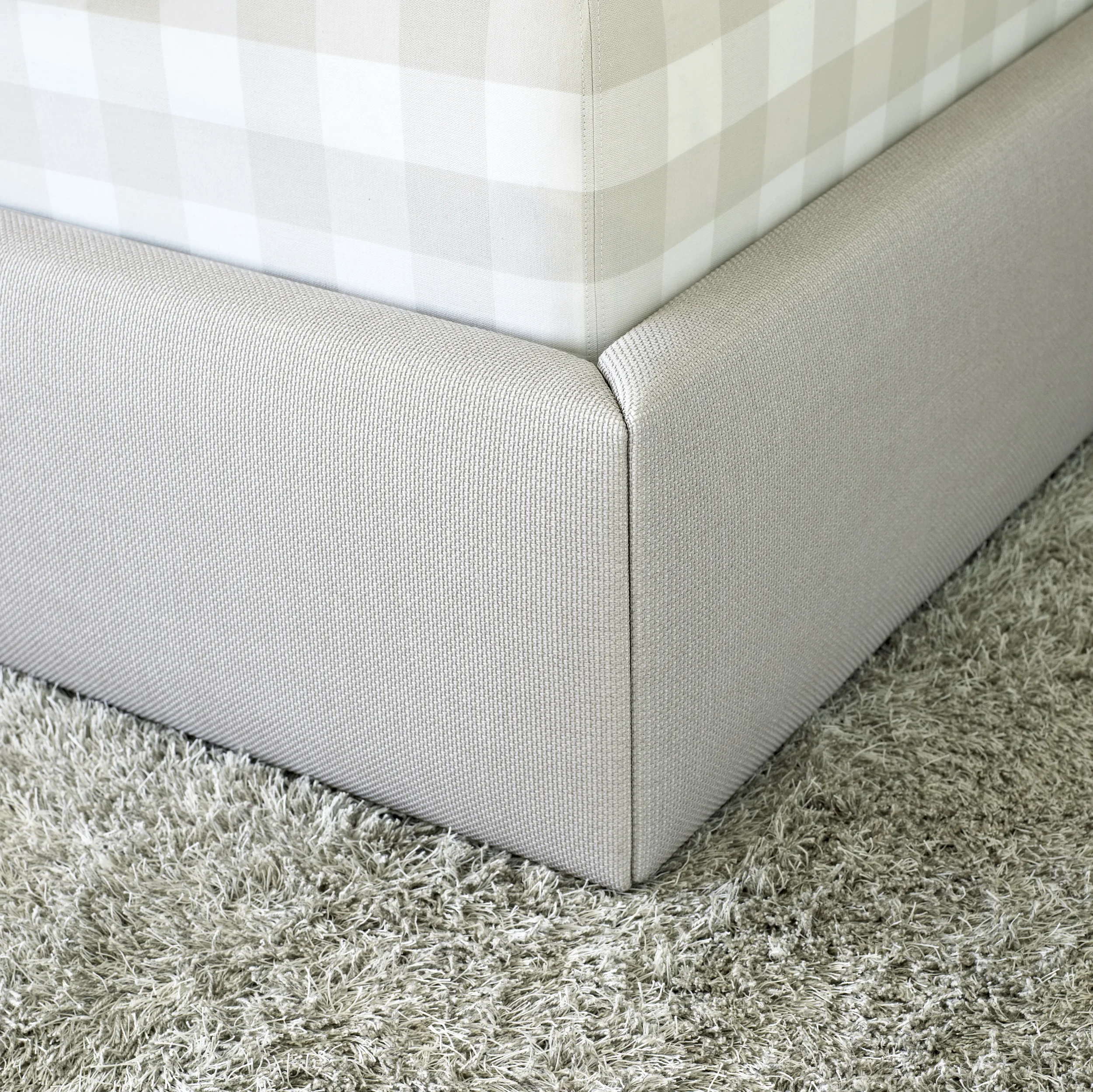 47005 Bed Frame / 47006 Bed Frame with four sides, upholstered with Sand paper yarn cotton fabric