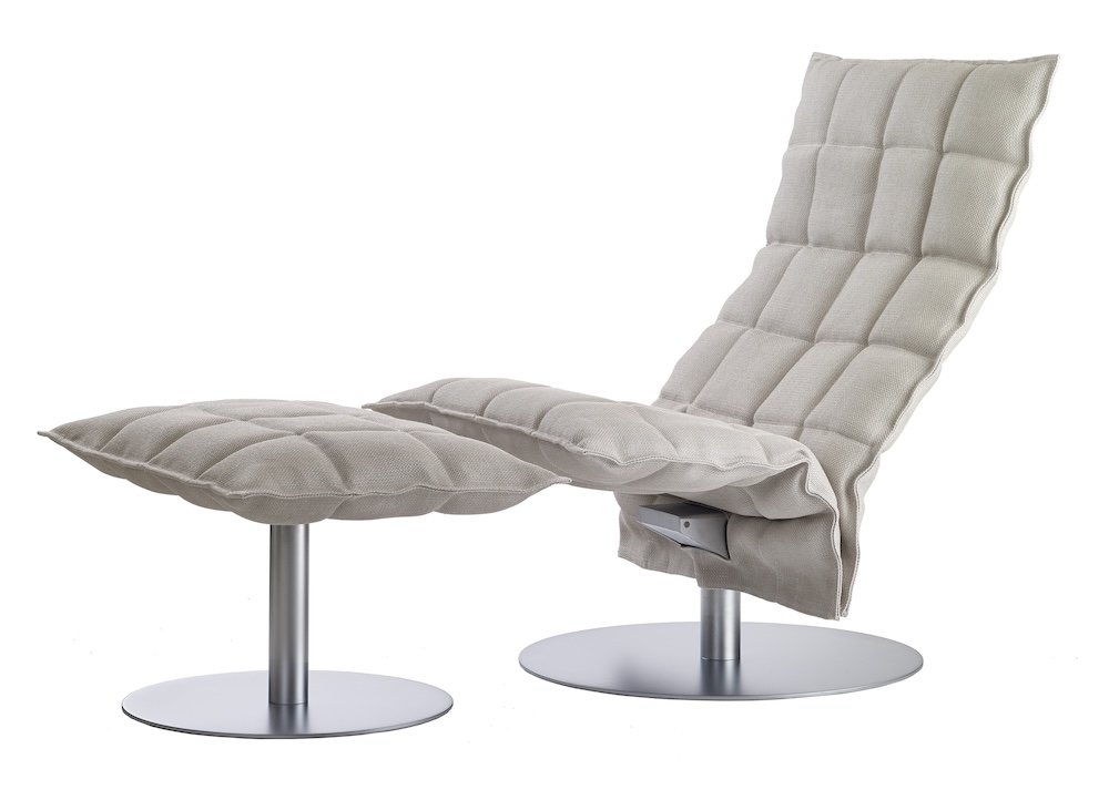 46017 narrow k ottoman with plate and 46007 narrow swivel k chair, upholstery Sand stone-white