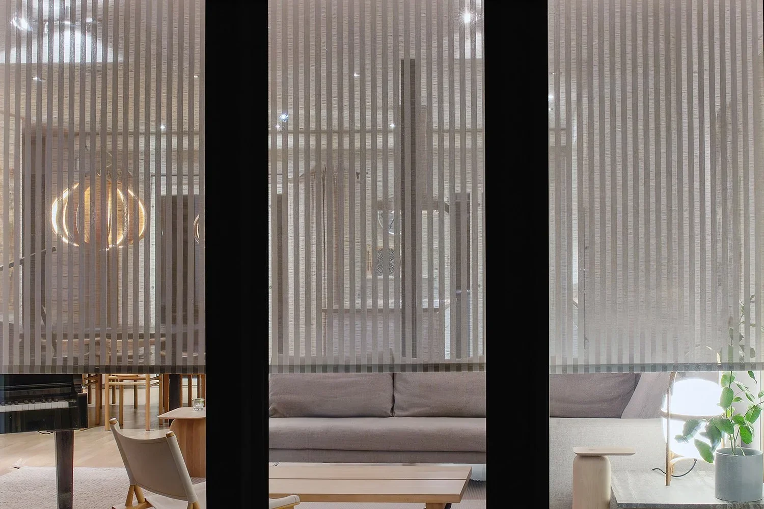 Open Sky fabric's light transmission - Dark outside and lights inside