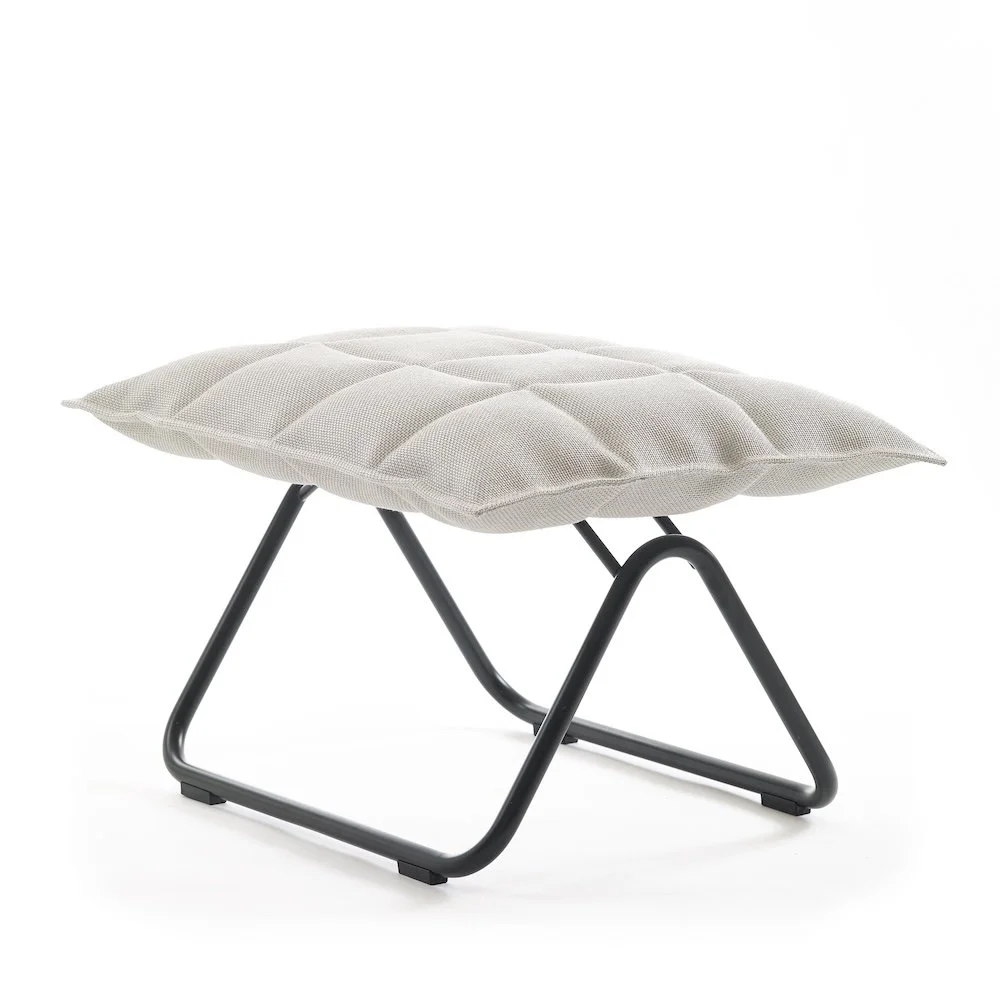 46013 Narrow k ottoman black tubular, upholstery Sand stone-white