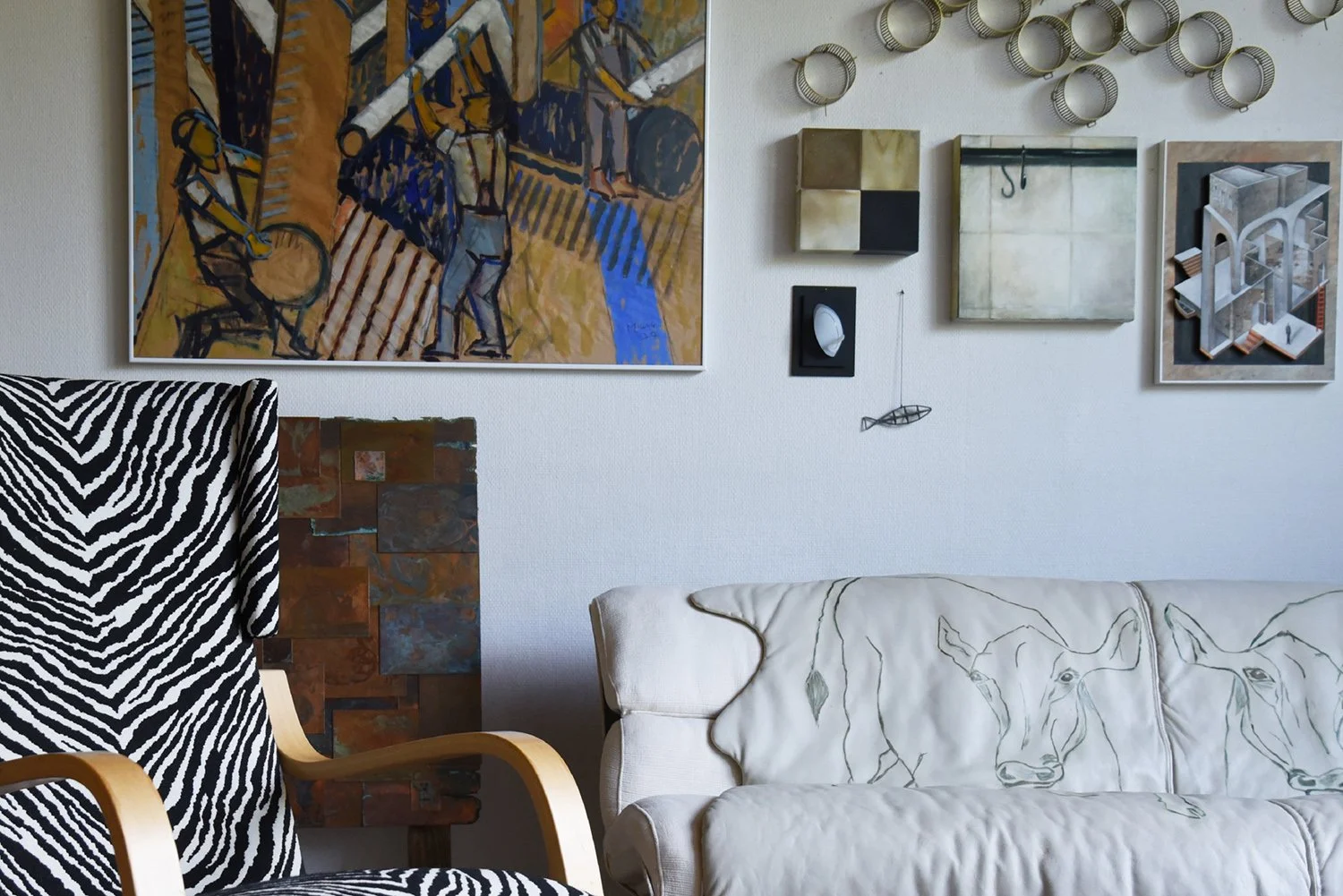 The artworks, meanwhile, come from charity sales and auctions.