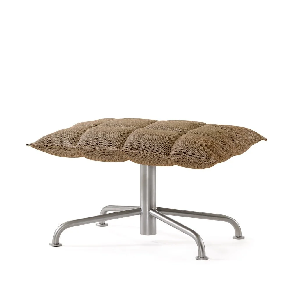 46037 Narrow k Ottoman with star base, upholstery Sand natural-black