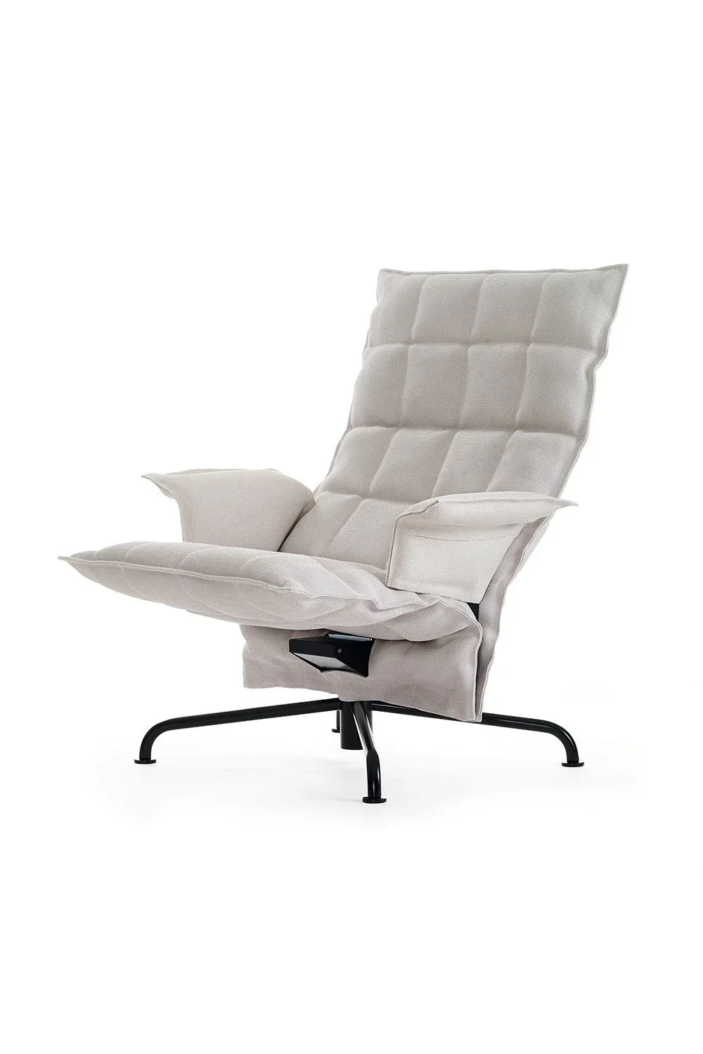 46029 Swivel k Chair with Armrests and matt-black star base, Sand stone-white