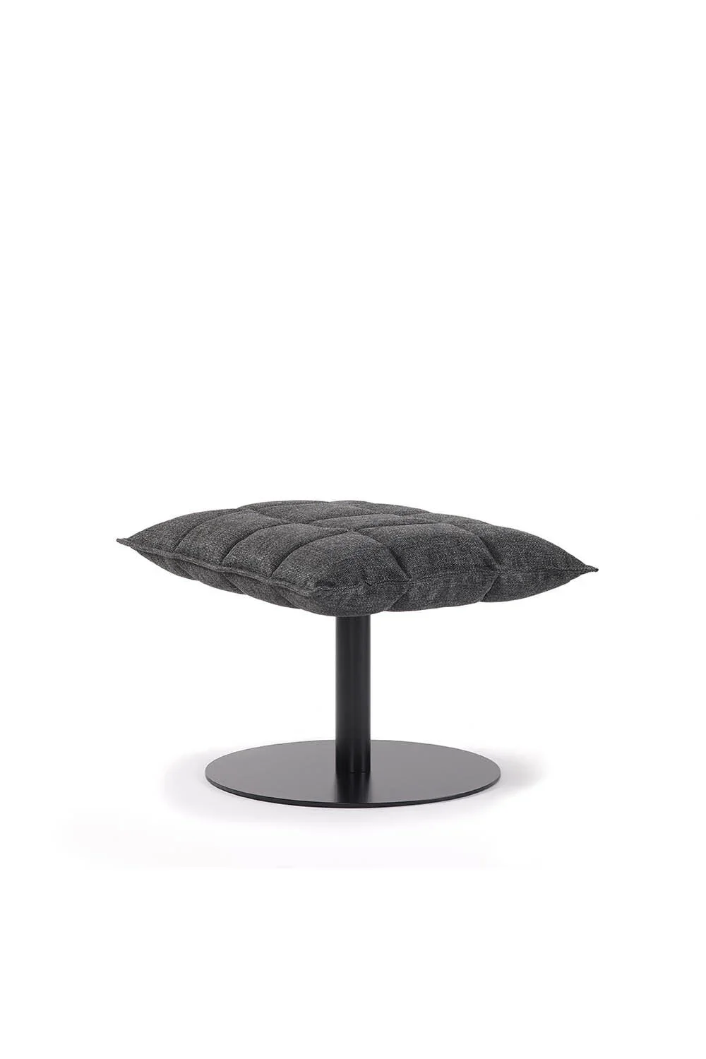 Black edition Narrow k ottoman with plate, upholstery Das52 dark grey