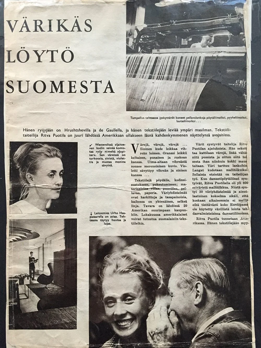 Ritva Puotila's scrapbook - article from the early 60s
