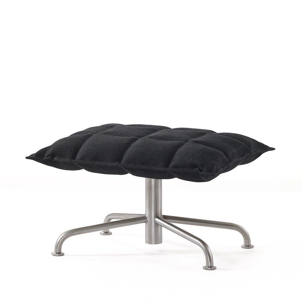 46037 Narrow k Ottoman with star base, upholstery Sand black