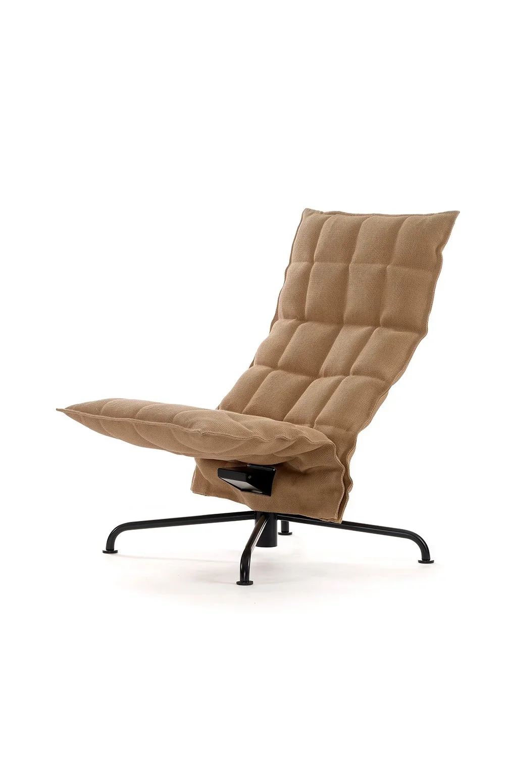 46027 Narrow swivel k Chair with matt-black star base, Sand natural