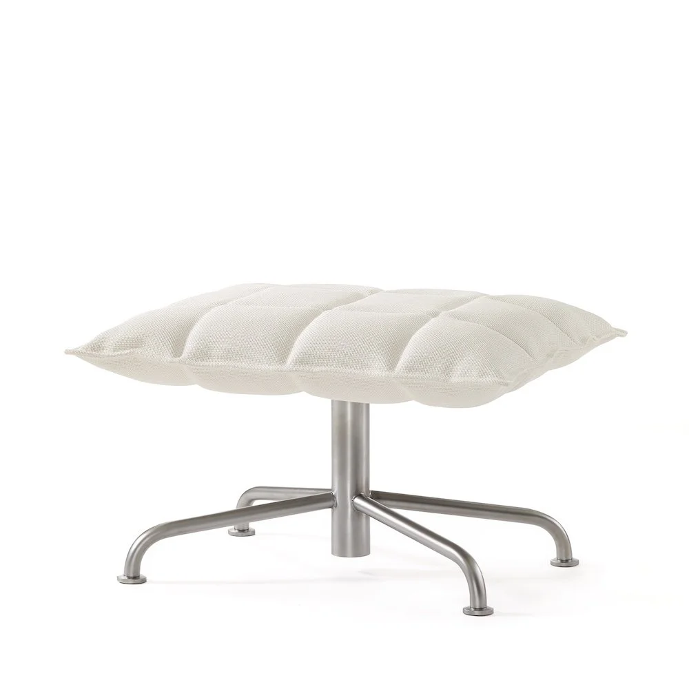 46037 Narrow k Ottoman with star base, upholstery Sand white