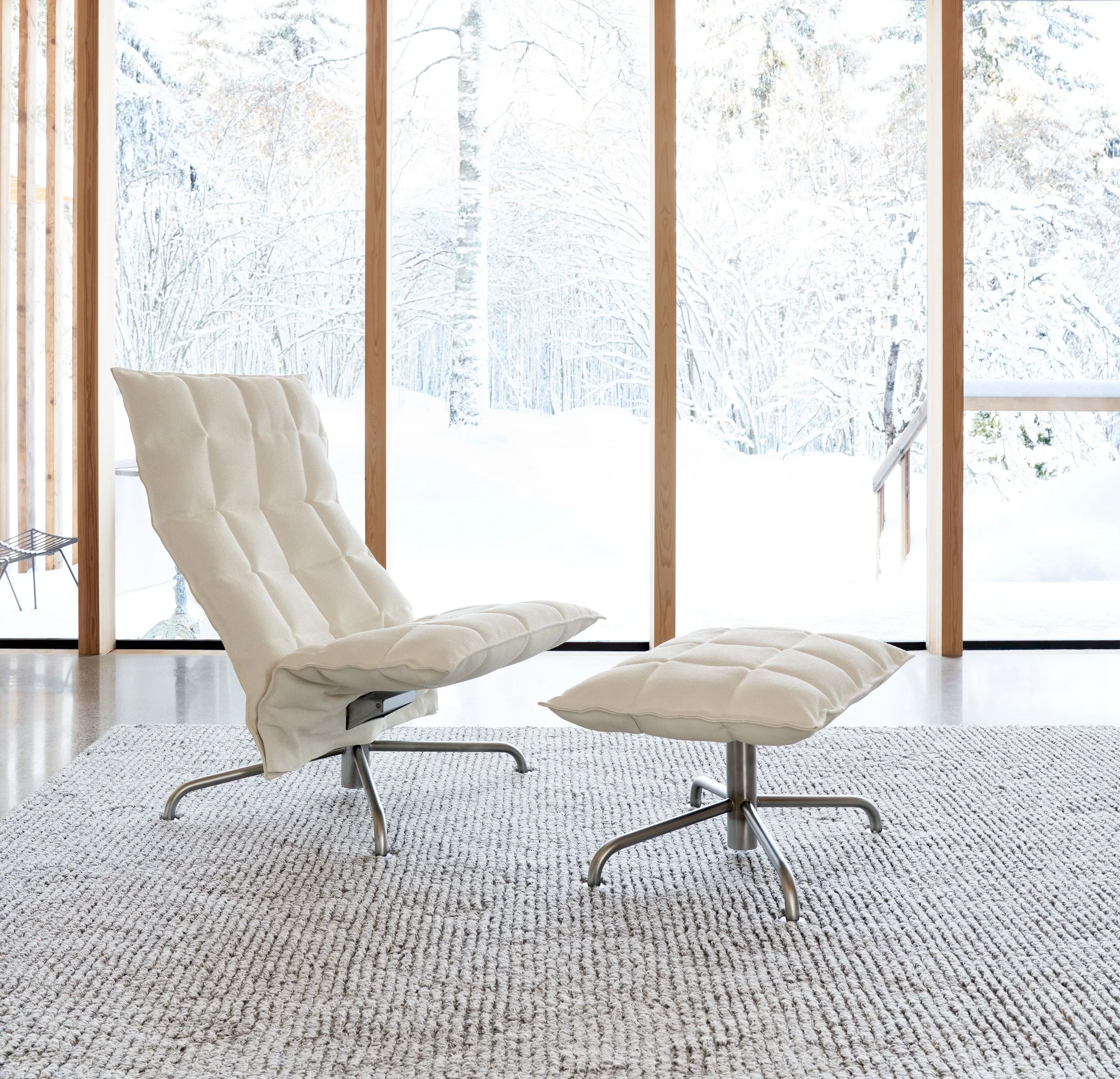 k ottoman with star base, upholstery Sand white