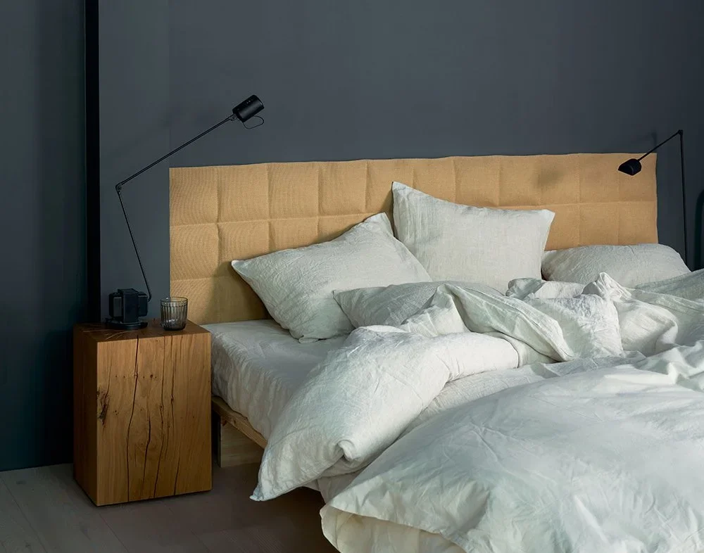 Bed with Quilted Headboard