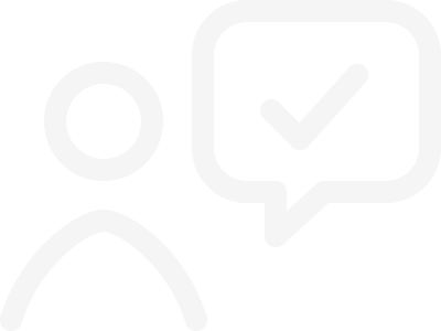 Icon of a person with a speech bubble containing a check mark, representing a verified user or approval.