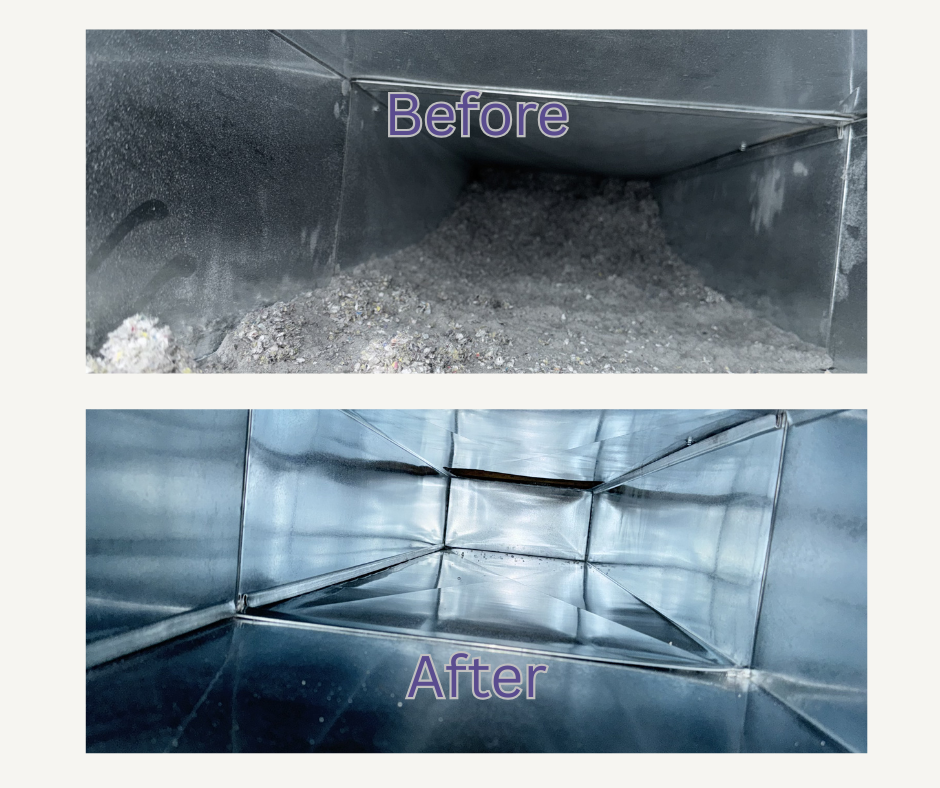 Before and after air duct cleaning in Kansas City with visibly cleaner ducts