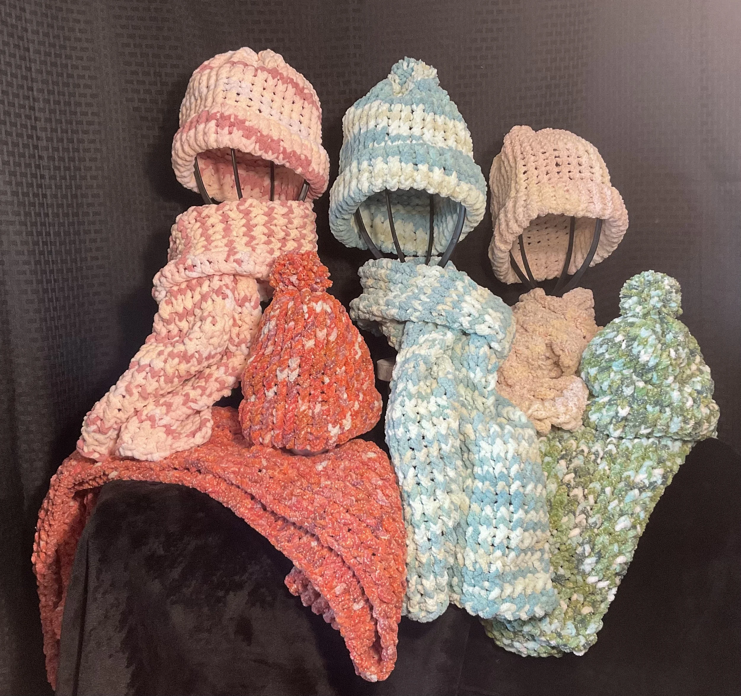 Hand Knit Hats and Scarfs