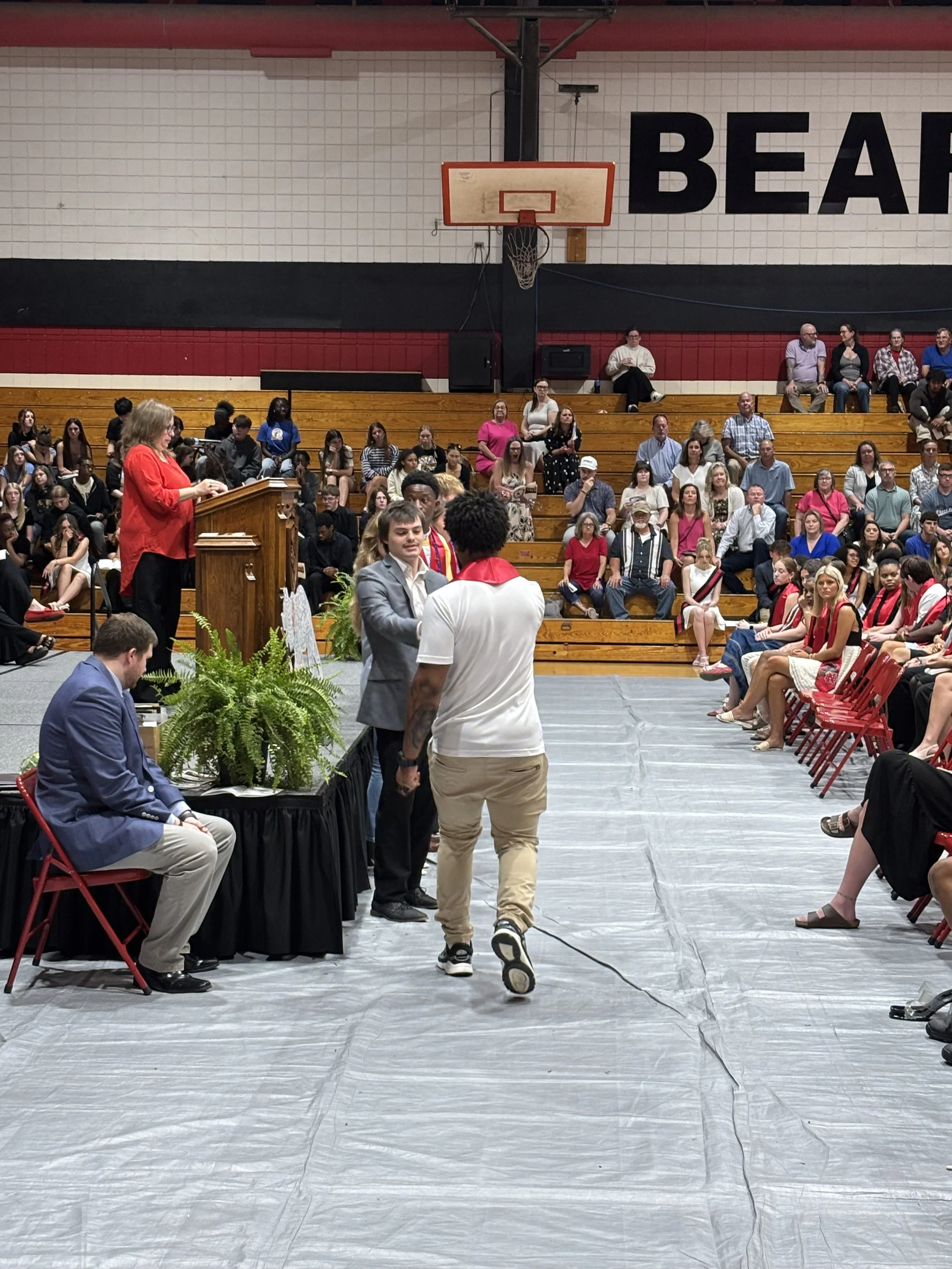 NBHS Senior Zion Wright receiving the Tanner Webb Student-Athlete Scholarship (April 2026)