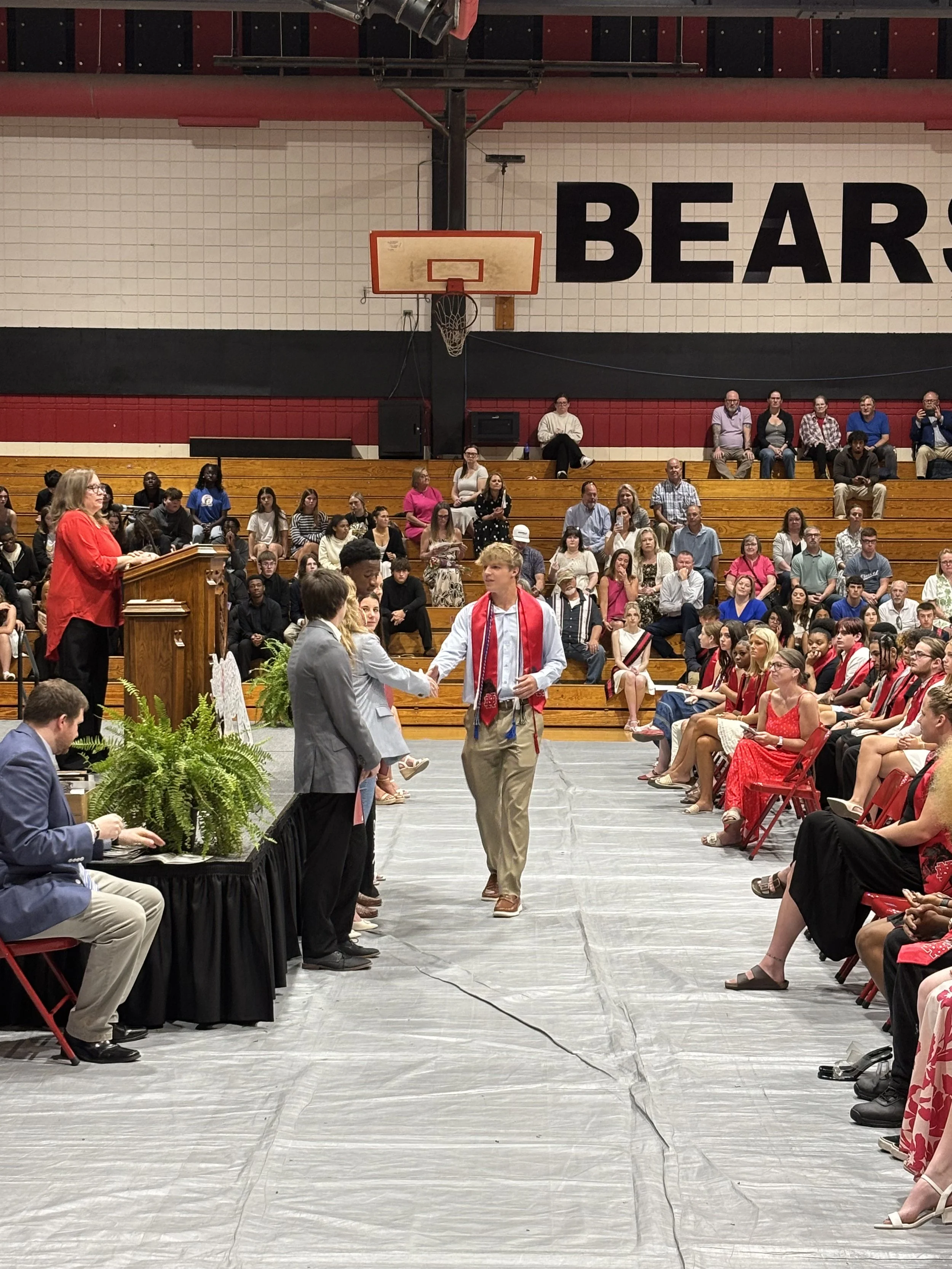 NBHS Senior Reid Scoggins receiving the Tanner Webb Student-Athlete Scholarship (April 2026)