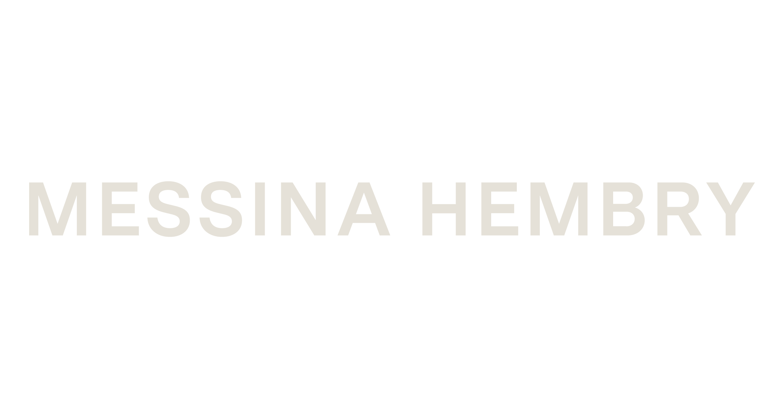 Black background with the text 'Messina Hembry' in silver-gray font.