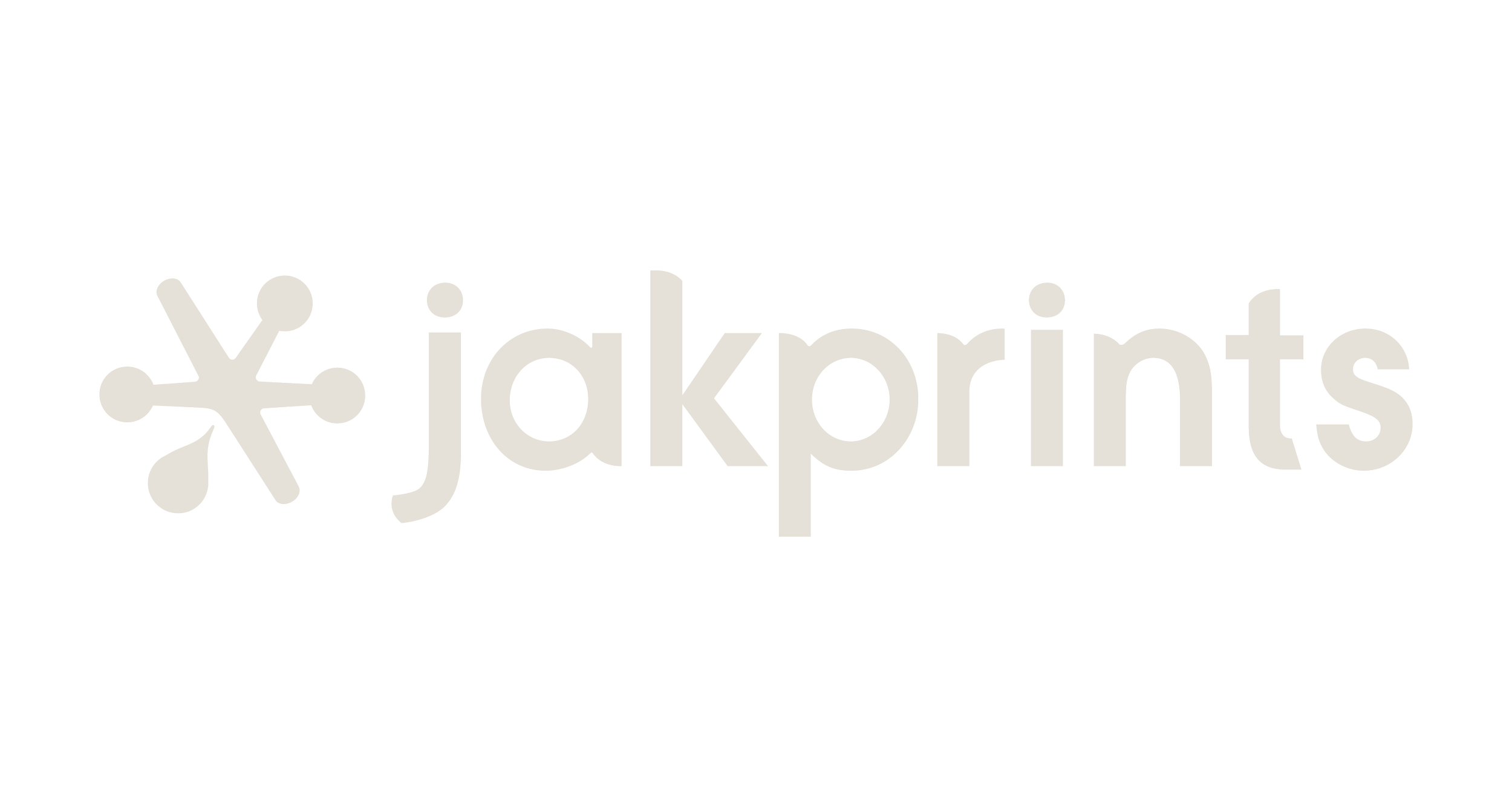 Logo of JakPrints with a stylized spray paint splash icon and the company name in lowercase letters.