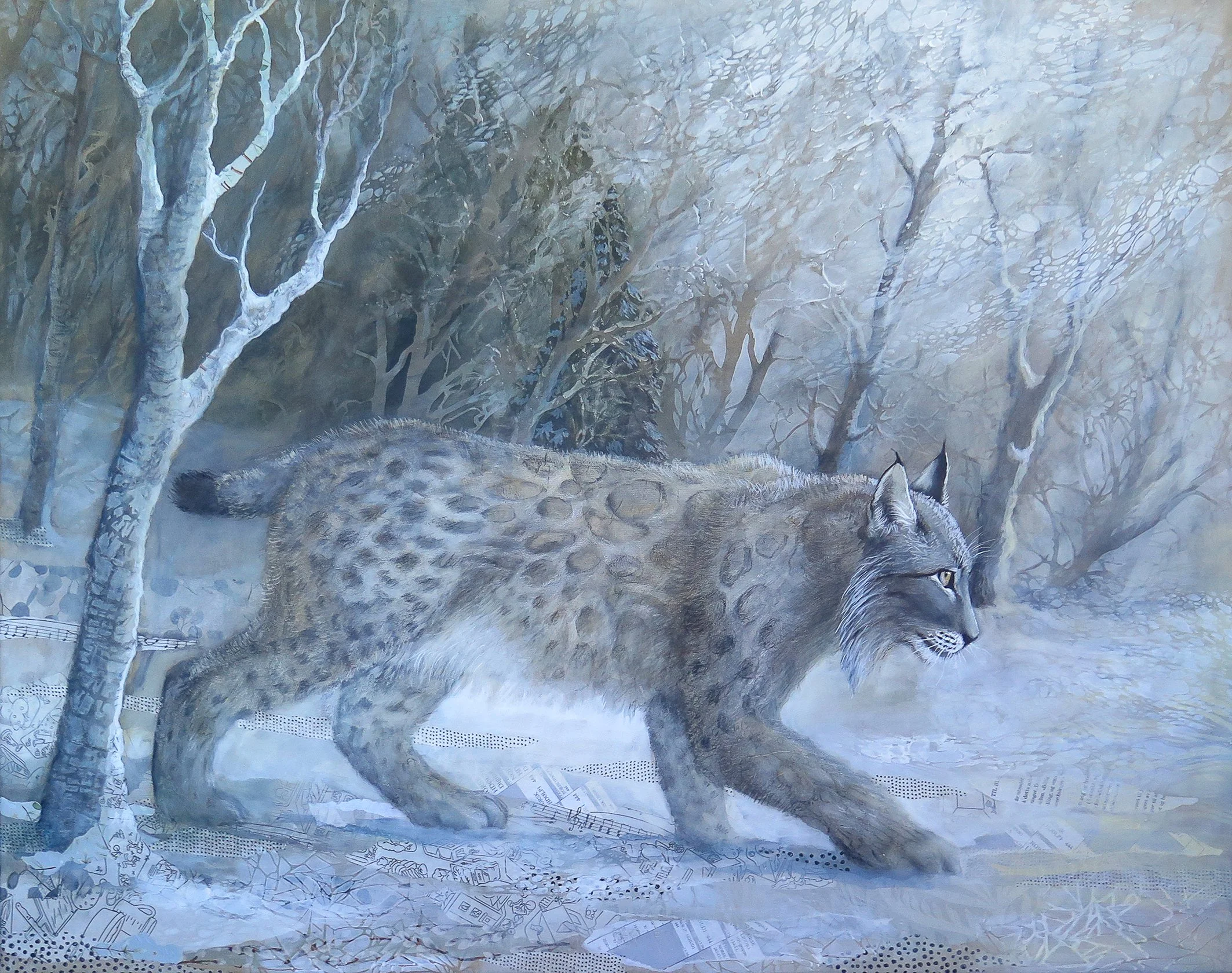 Gaupens Ferde

In the deep winter, a lynx moves through tangled trees towards the light. Quiet courage, broad paws carrying it over the snow. For those who endure their own dark seasons, this is the shape of resolve - to keep going, not fearless, but