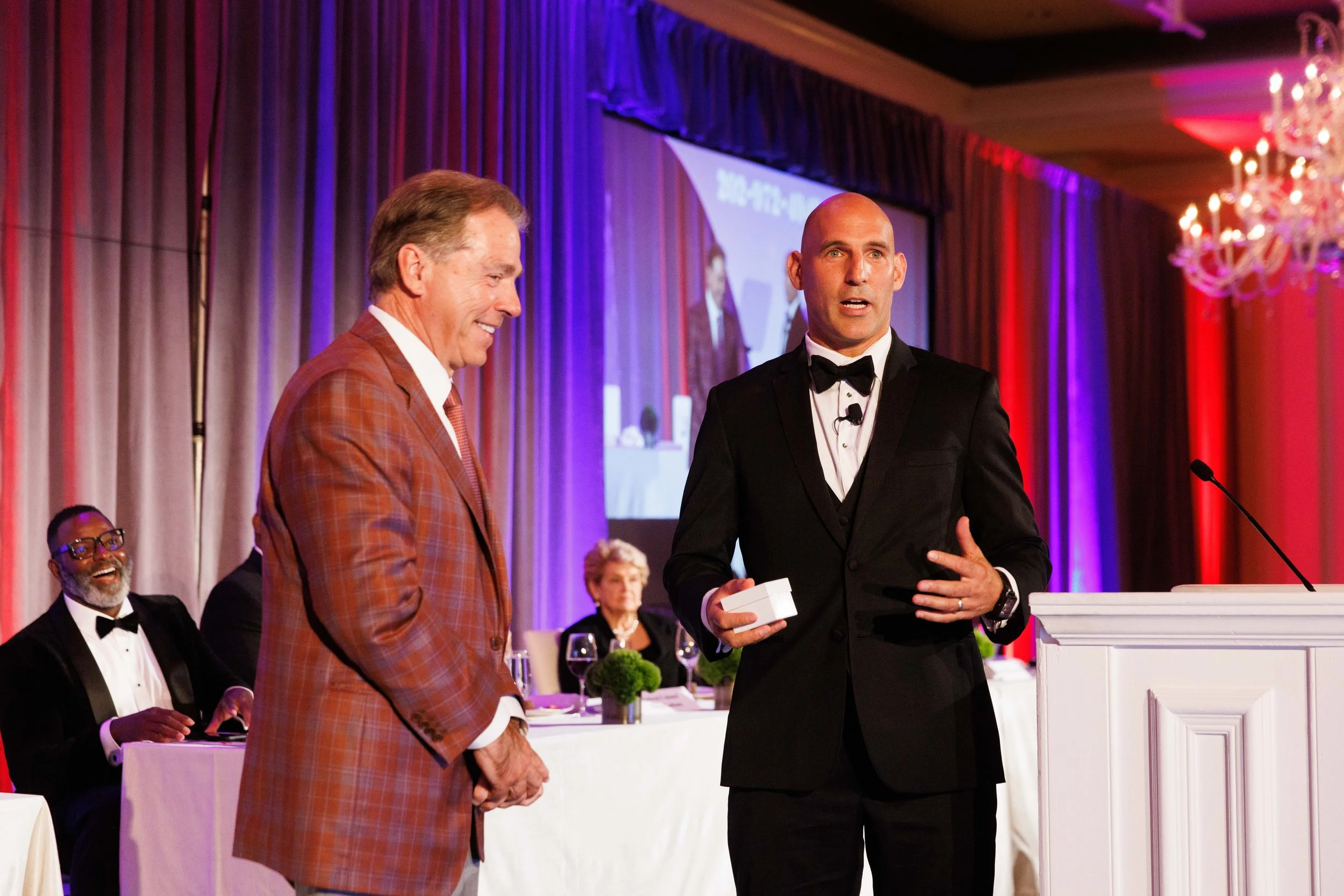 Harrison Bernstein with Nick Saban at Soldiers To Sidelines Event