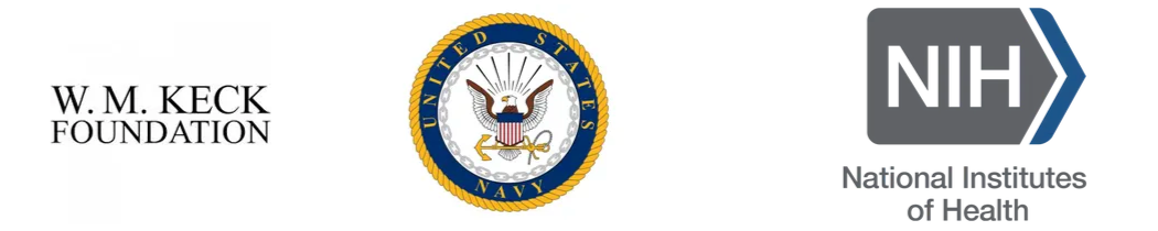 Logos of W.M. Keck Foundation, U.S. Navy, and National Institutes of Health.