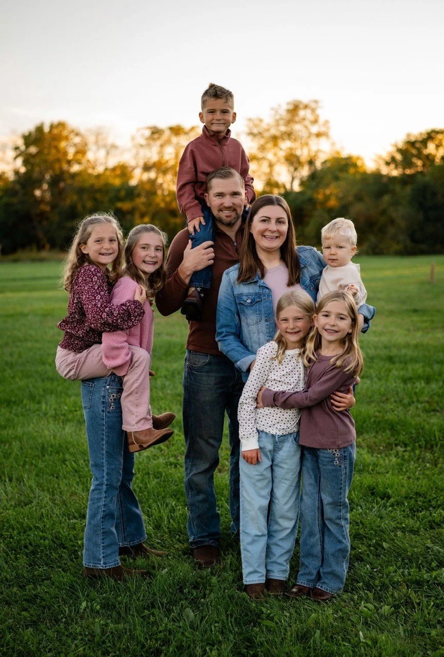 Megan and Luke Freshwater on the homestead with their 6 children