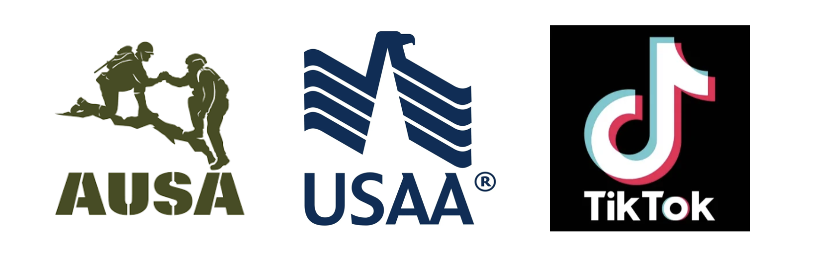 Logos of AUSDA, USAA, and TikTok