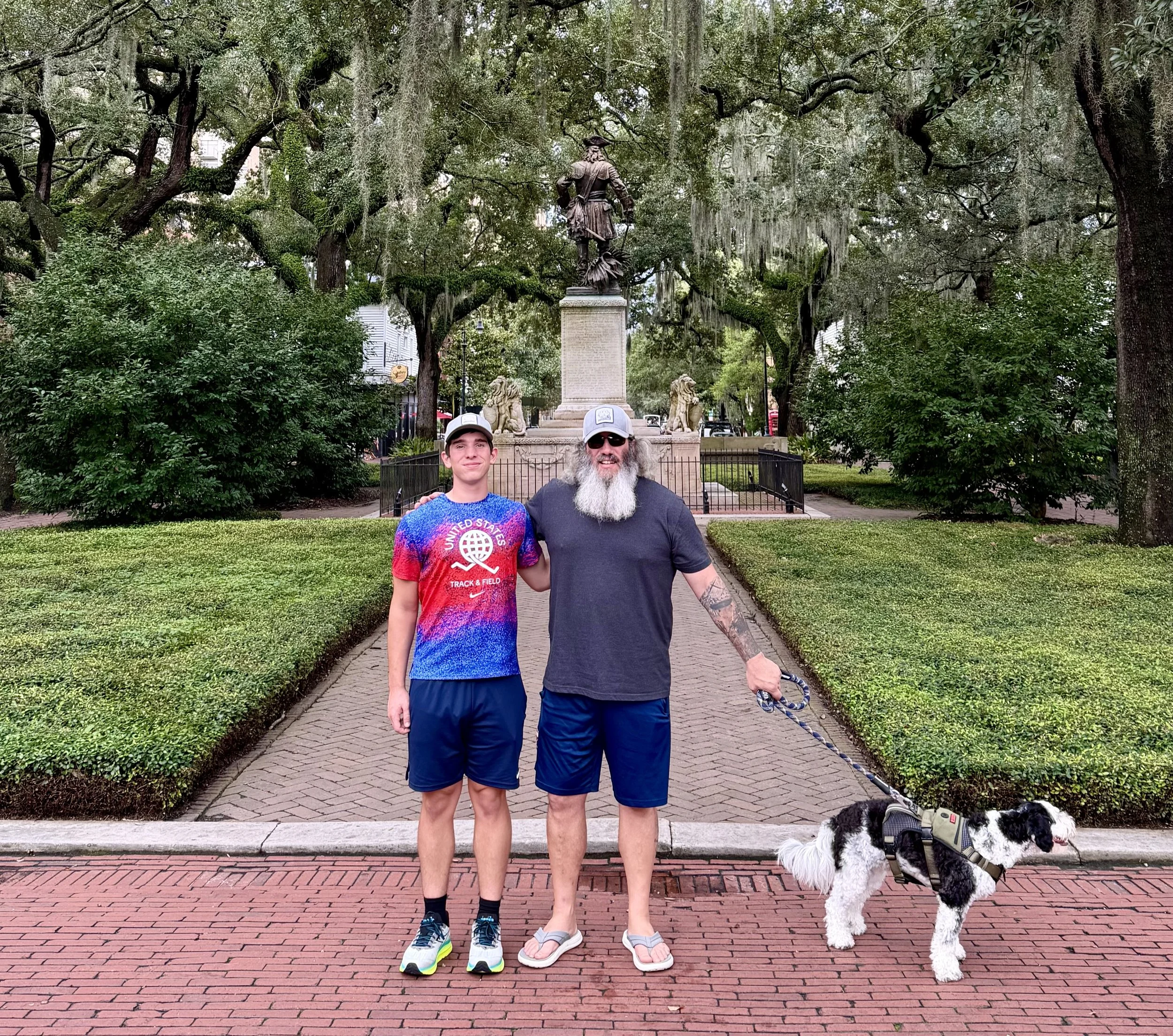 Herb Thompson and his son at  Forrest Gump movie scene location in Savannah, GA